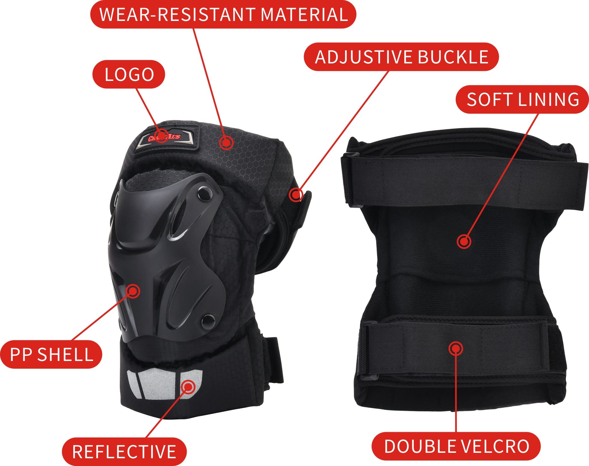 Crazy Al'S Cak Motorcycle Motocross Racing Knee Guards Pads Braces Protective Gear Black