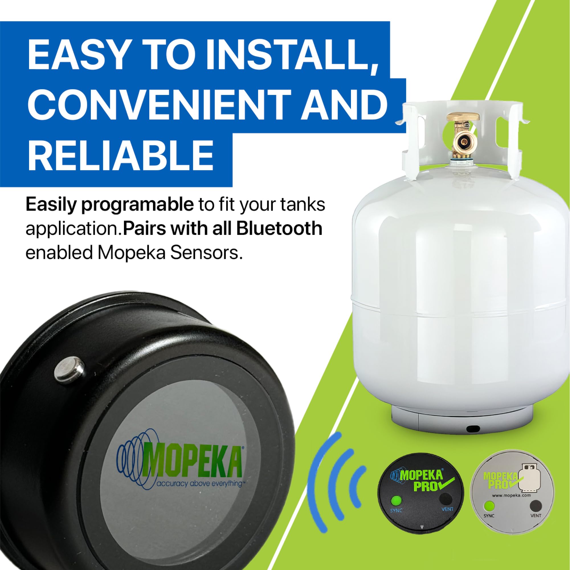 Mopeka Lcd Display Gauge - Magnetically Mounts To Your Rv Control Panel, Dash, Propane Tank, Or Bbq Grill - Wireless Remote Indi