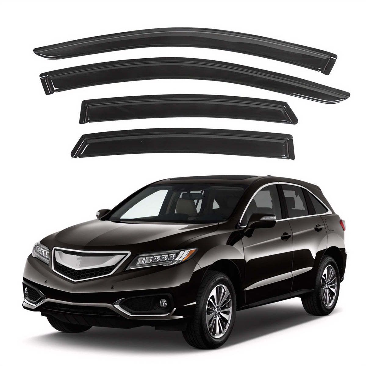 Ig Window Visor For Acura Rdx 2013-2018, Rain Guard Tape-On Extra Durable Sun Wind Side Vent Window Deflector Mugen Style, 2013