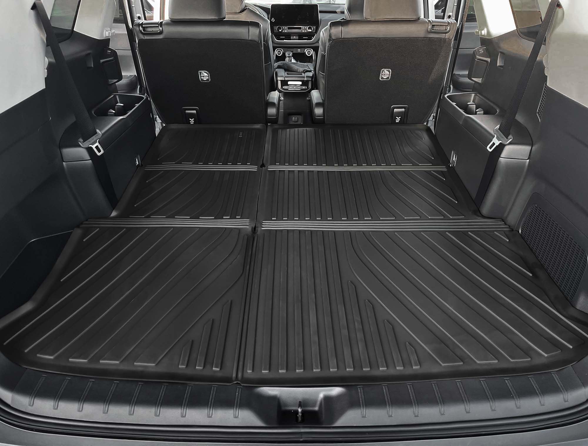 Oedro Upgraded Floor Mats Fit For Toyota Grand Highlander 2024 2025 W/Subwoofer 7 Seat (Include Hybrid), Tpe Interior Seat Back