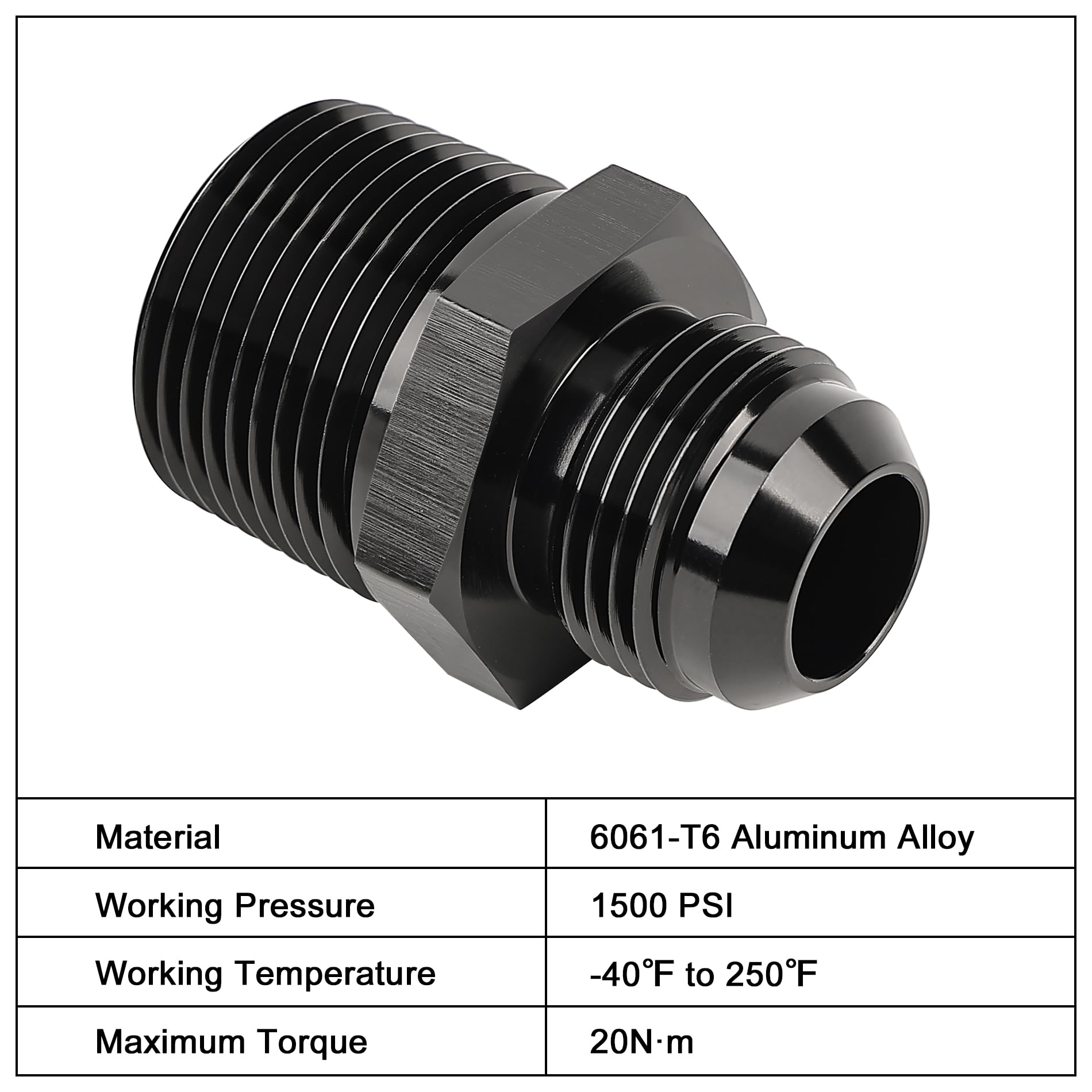 Evil Energy 12An Male Flare To 1 Npt Fitting Adapter Straight Aluminum Black