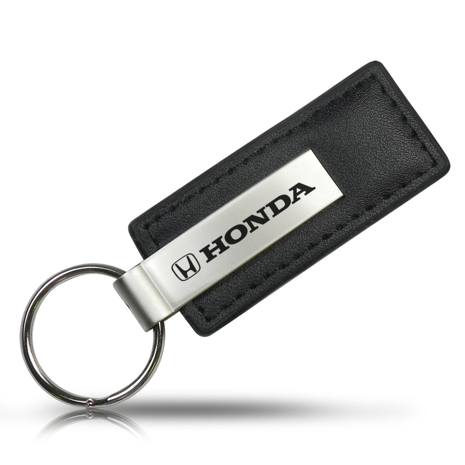 Au-Tomotive Gold, INC. Honda Logo Black Leather Key Chain Keychain Keyring, Official Licensed