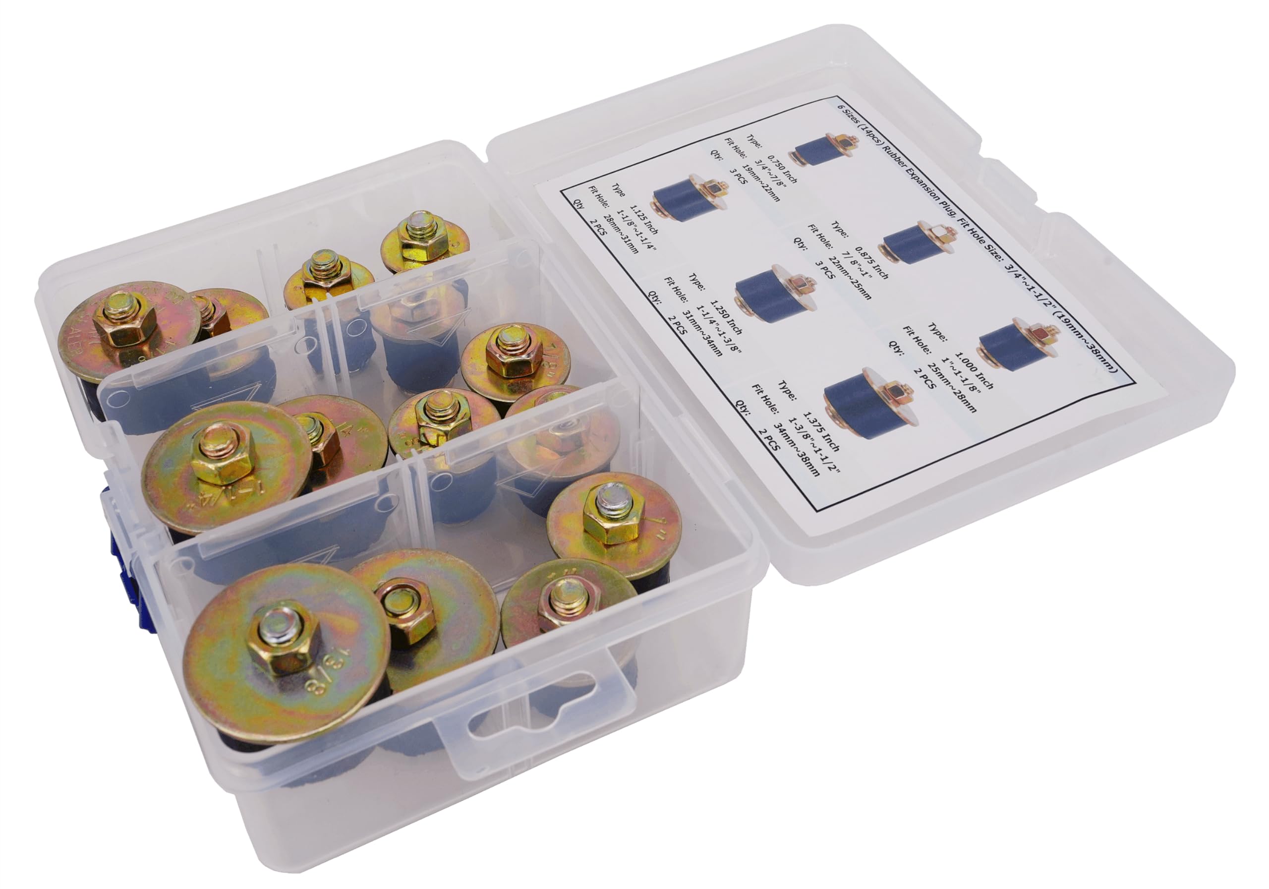 Dsnaduo 6 Sizes (14pcs) Neoprene Rubber Expansion Plug 3/4'' 7/8'' 1'' 1-1/8'' 1-1/4'' 1-3/8'', Automotive Rubber Freeze Frost P