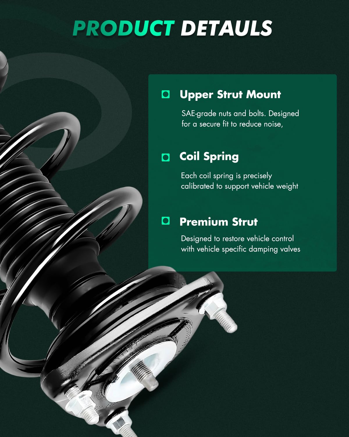 Scitoo Front Complete Struts Spring Assembly Shocks Struts Fits 2014-2018 For Kia Forte 2014-2016 For Kia Forte Koup 2014-2018 F