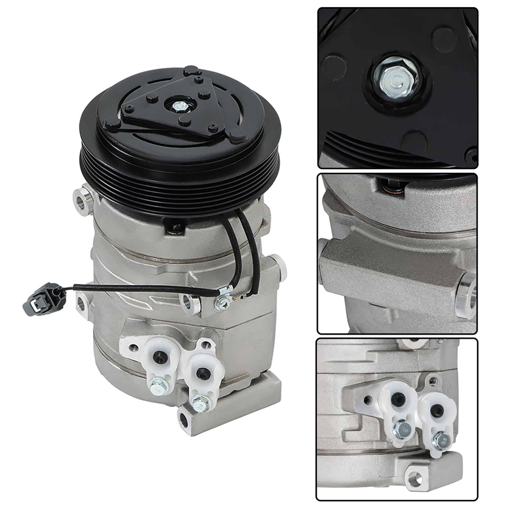 WFLNHB AC Compressor & A/C Clutch, A/C Ports 6 Grooves Replacement for Acura MDX 3.5L 2003-2006 Replacement for Honda Odyssey Pi