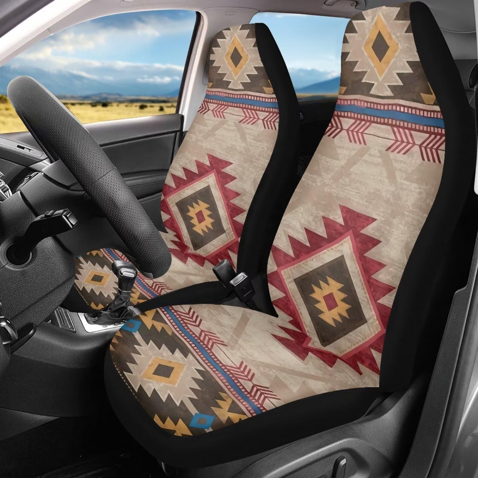 FANCOSAN Car Seat Covers for Front Seats Pink Camo Hunting Branches Print Washable Auto Interior Seat Cushion Protector Accessor