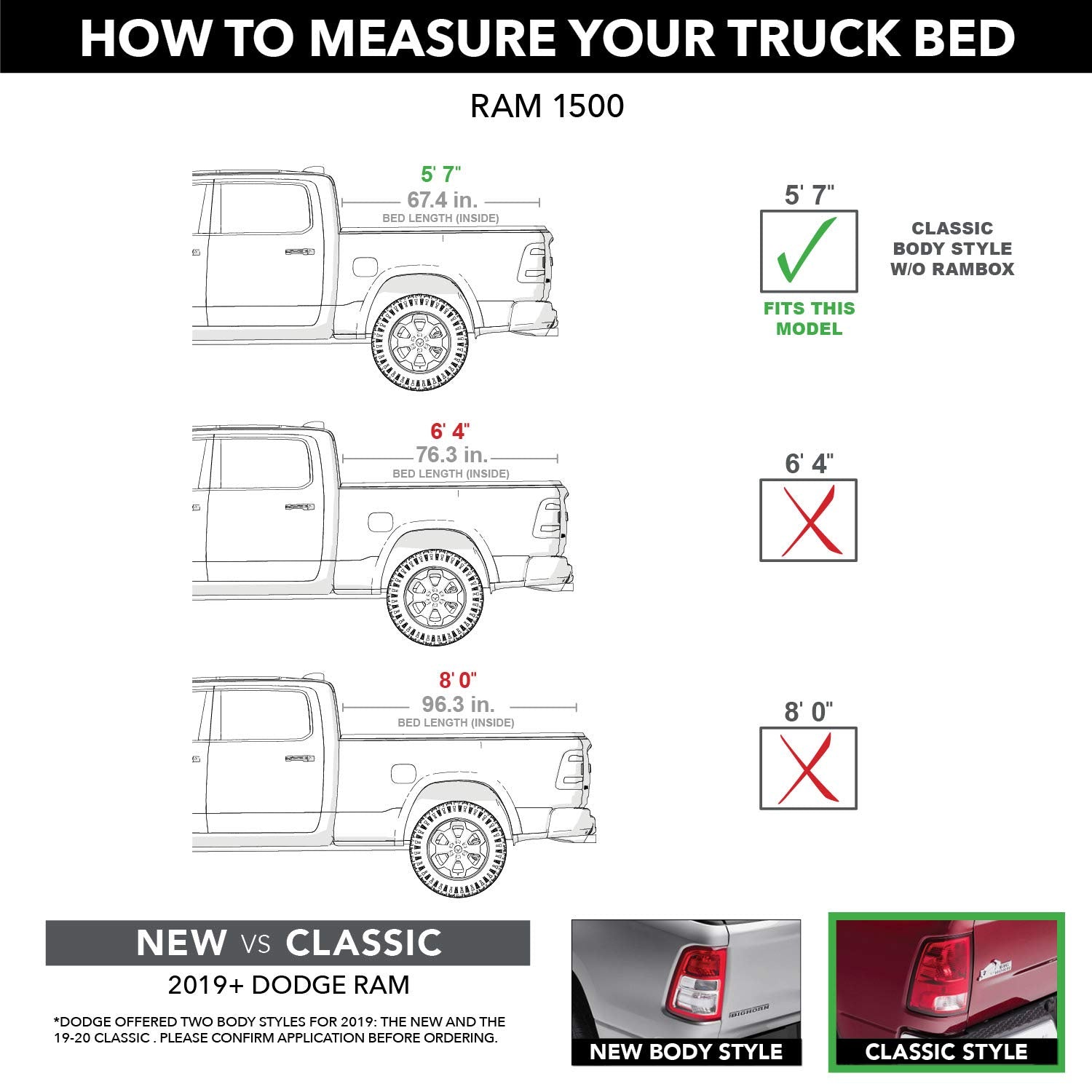 Gator Etx Soft Tri-Fold Truck Bed Tonneau Cover | 59201 | Fits 2009 - 2025 Dodge Ram 1500/2500/3500 5' 7'' Bed (67.4'')