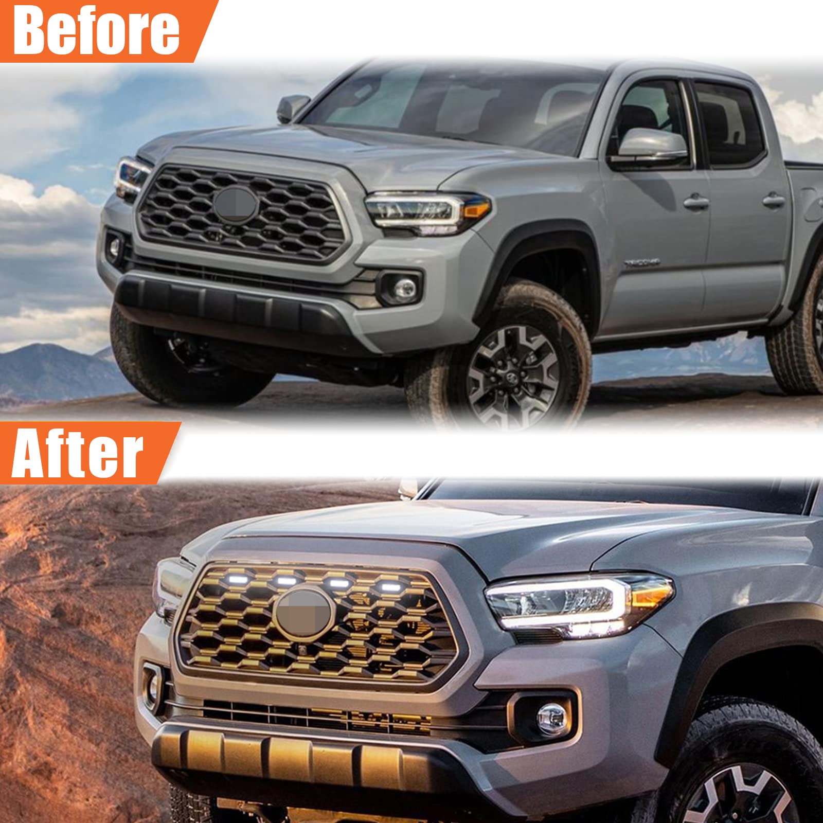 4Pcs Led Grill Lights For Tacoma 2020 2021 2022 2023 Oem Grille, Including Trd Off Road And Sport Models Raptor Style Led Light (White Light With Black Housing)