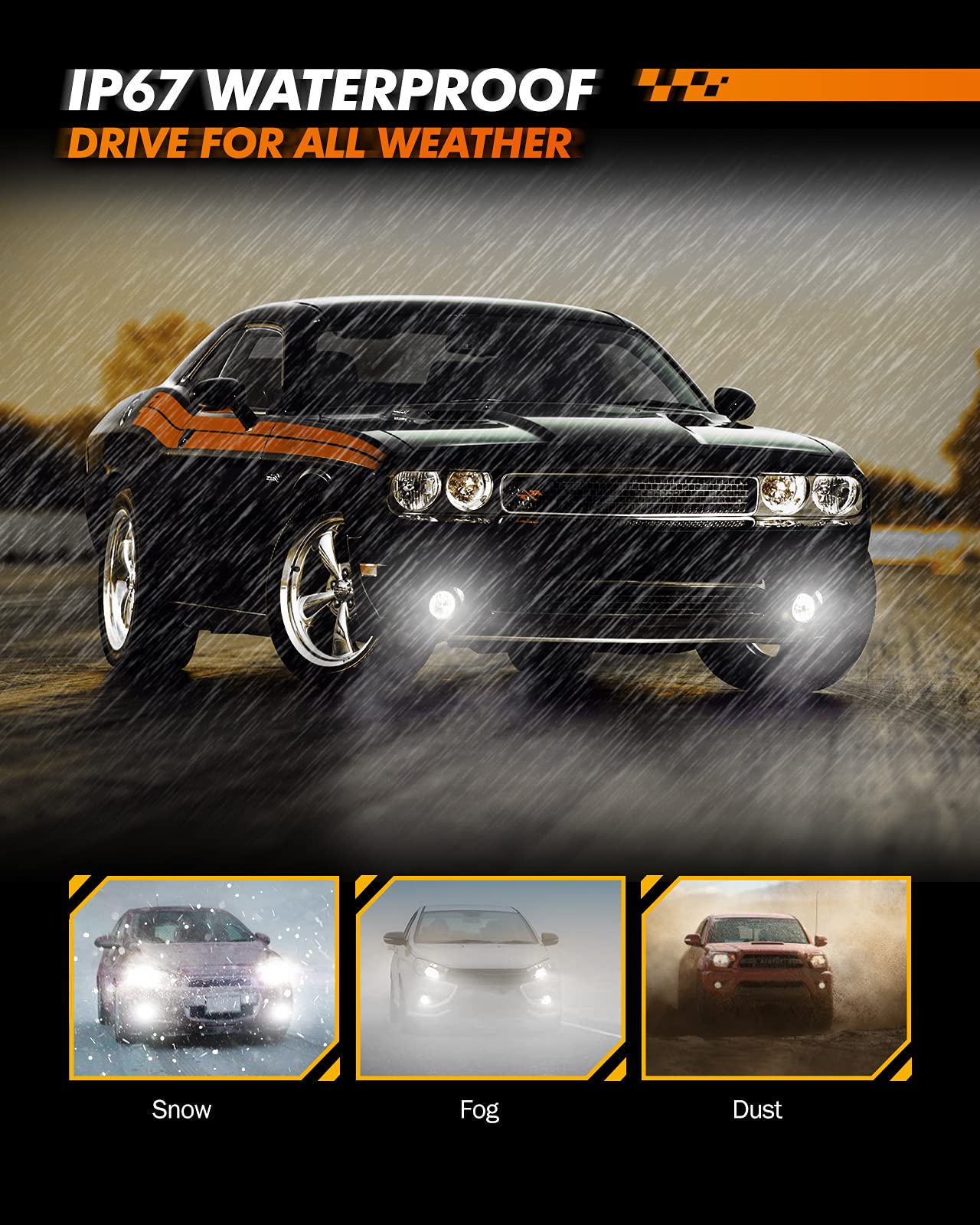 Sealight H11 H16 H8 Led Fog Light Bulbs, 400% Brightness 1:1 Size Halogen Replacement Bulbs For Cars,Trucks, Strong Light Penetration Fog Light Led, 6500K White, Pack Of 2