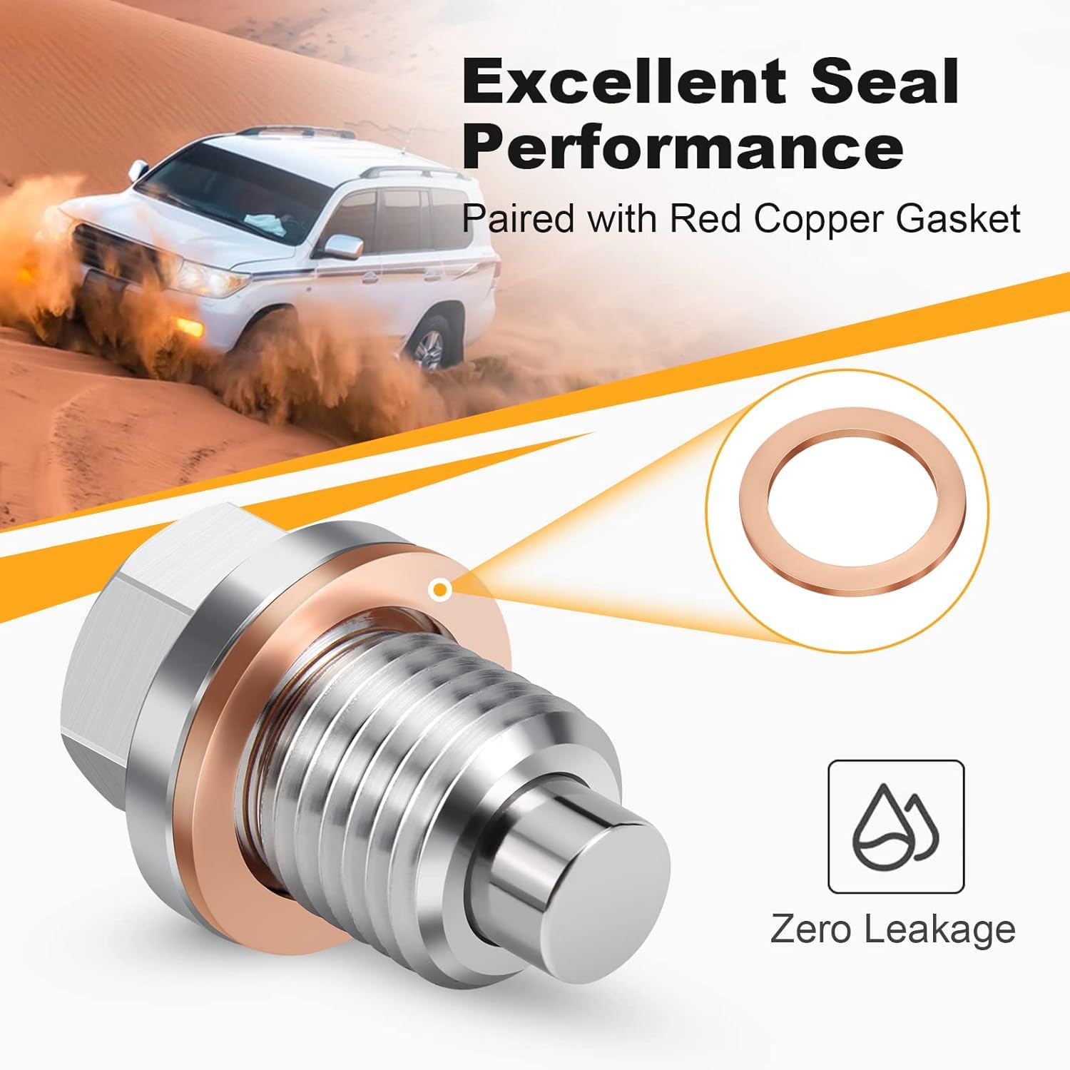 M12 X 1.25 Magnetic Oil Drain Plug With Copper Gasket Crush Washer Anti Leakage Seal Automotive Replacement Engine Oil Drain Plu