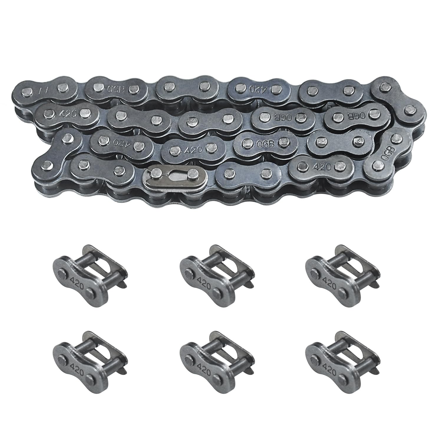 Holato Front #420 Roller Chain 42 Links + Master Link For 196Cc 212Cc 6.5Hp Coleman Ct200U Ct200U-Ex Bt200X Baja Warrior Hensim