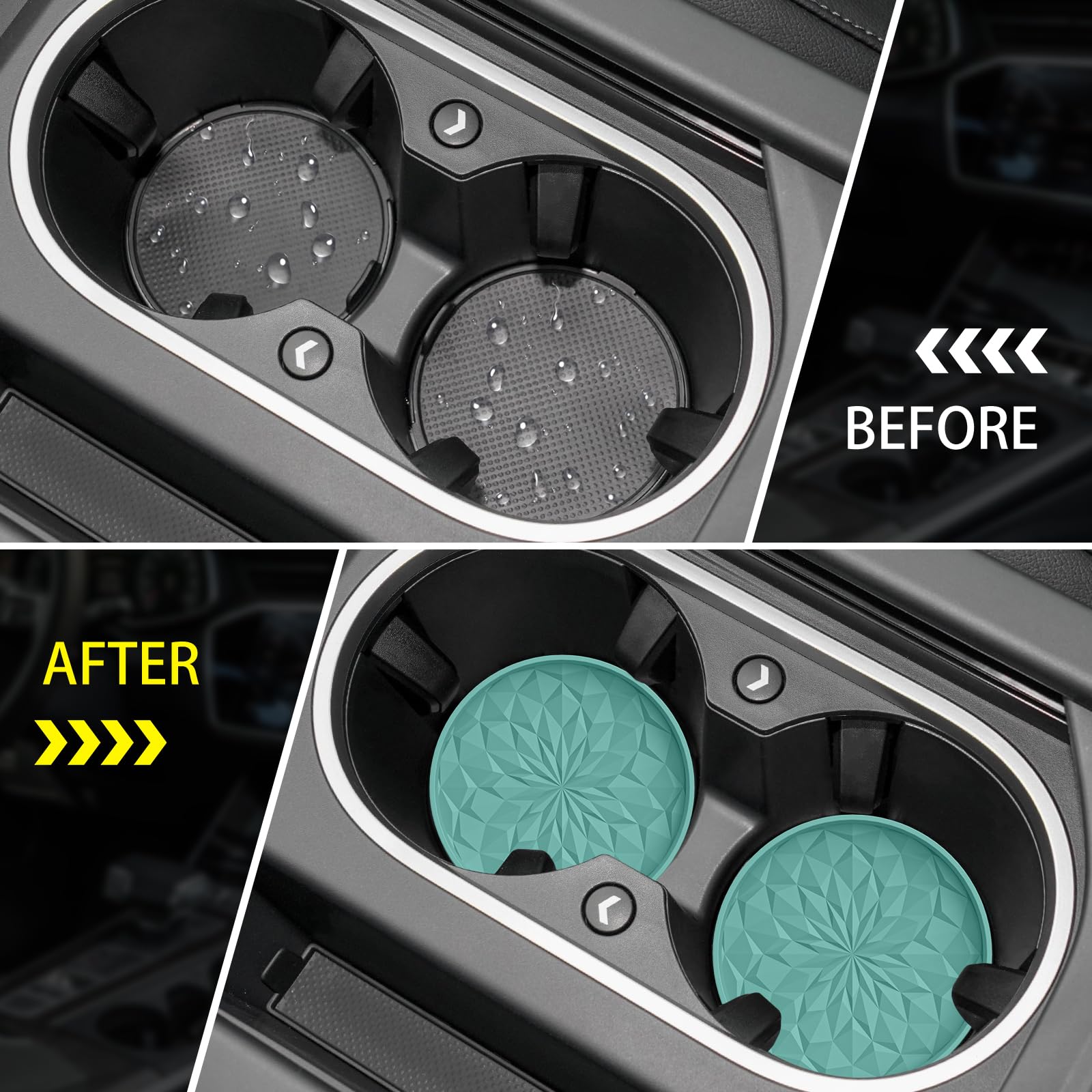 Me.Fan Car Cup Coaster [4 Pack] Silicone Car Coasters/Cup Mats - 2.75In Universal Non-Slip Recessed Car Interior Accessories - C