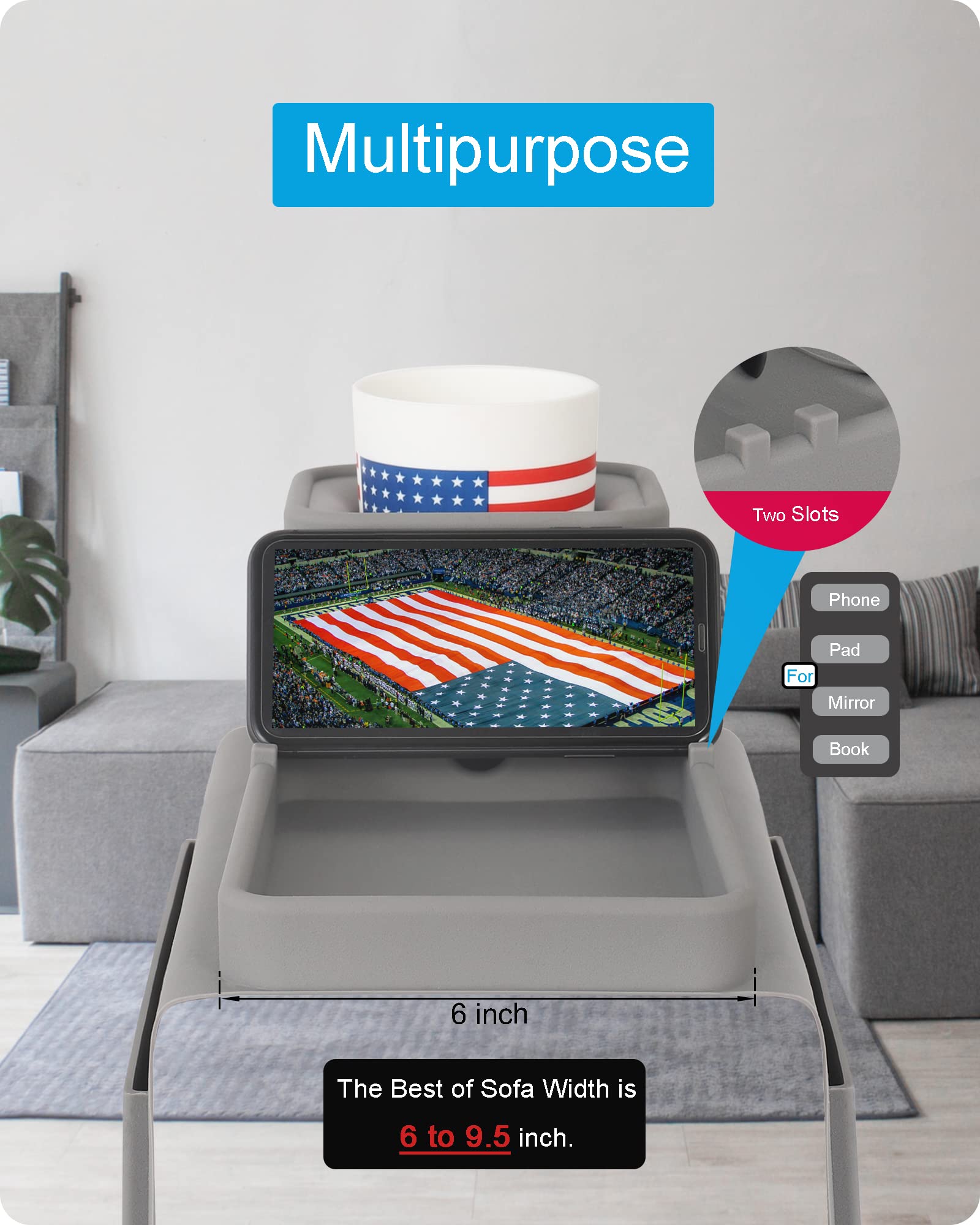 Silicone Couch Cup Holder, Vienfut Anti-Spill And Anti-Slip Sofa Armrest Tray, Dirt-Resistant Silicone Couch Arm Tray For Remote