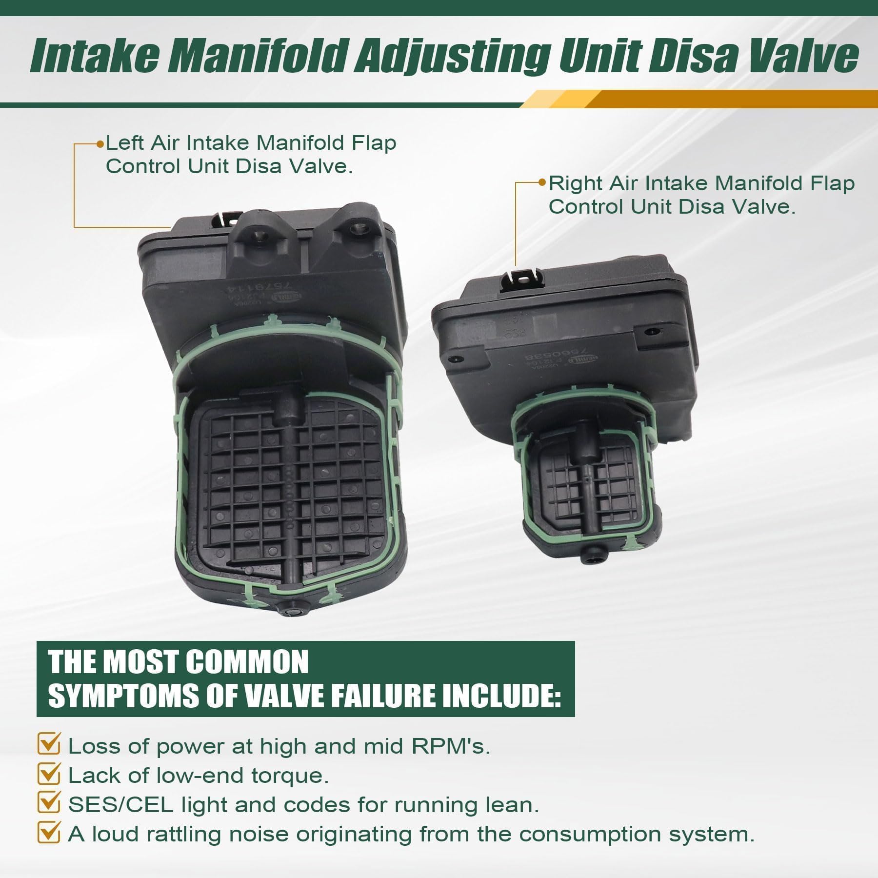 XQSMWF Left Right Intake Manifold Adjusting Unit Disa Valve 2pcs Compatible With BMW 328i 528i 530i 128i 328i xDrive 328xi 330i