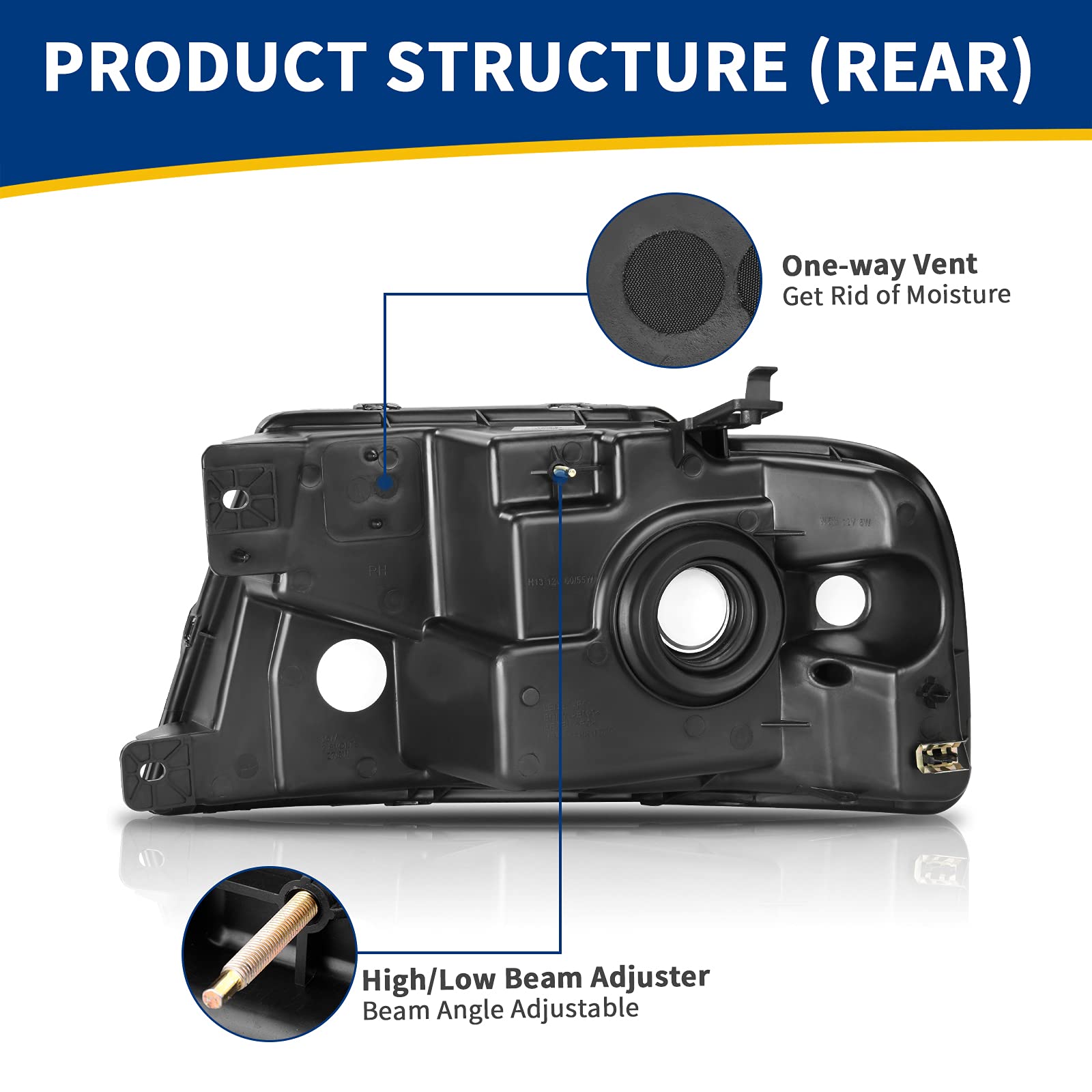 Autosaver88 Headlight Assembly Compatible With 2004 2005 2006 2007 2008 Ford F-150 Chrome Housing Clear Reflector Clear Lens Pas