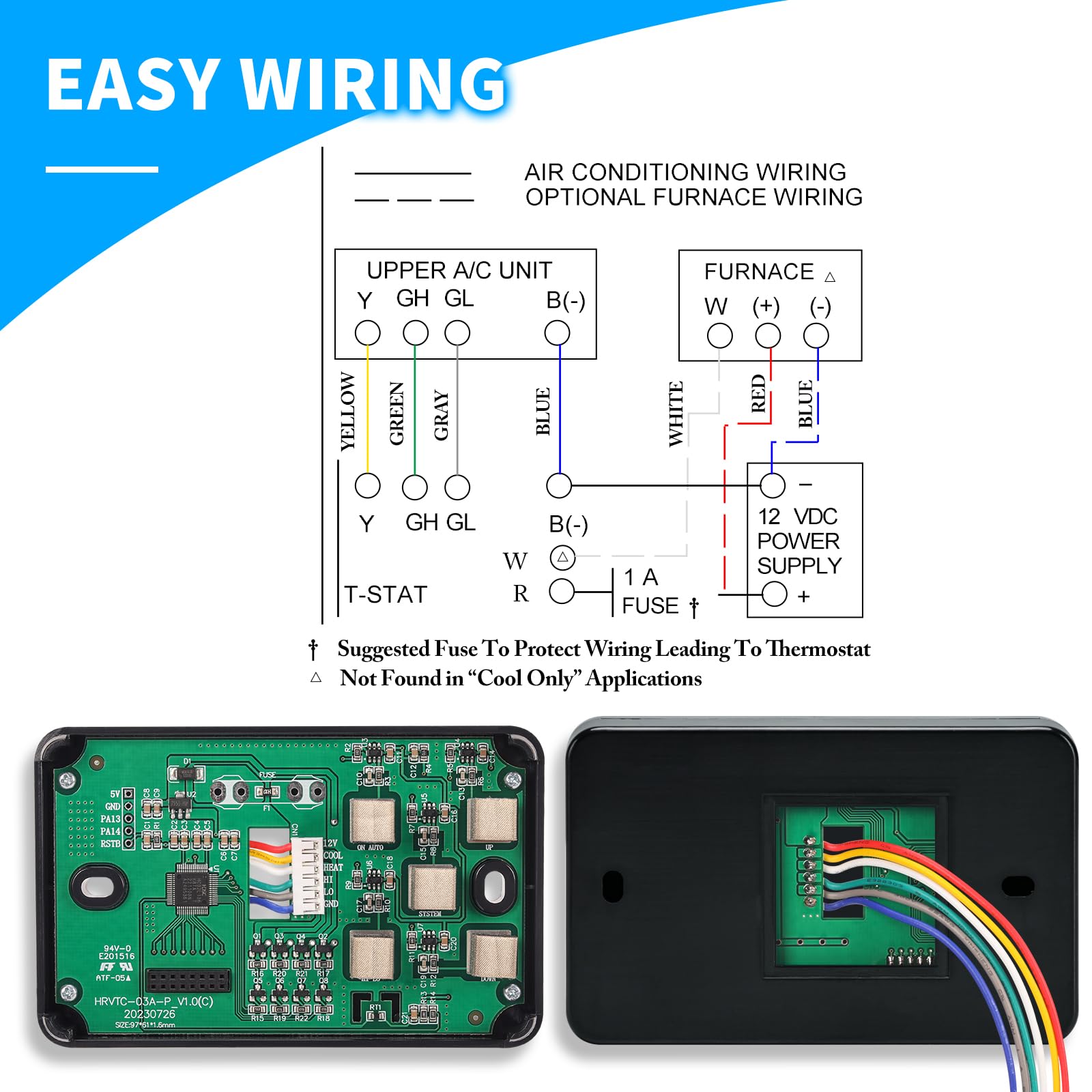 Briidea Rv Thermostat Compatible With Coleman 7330 * 335*, 7330 * 385*, 7330 * 336* Series, Camper Thermostat With Digital Lcd Screen, 55?-90?, 12V Dc, Ideal For Heat Pumps, Air Conditions, Fans