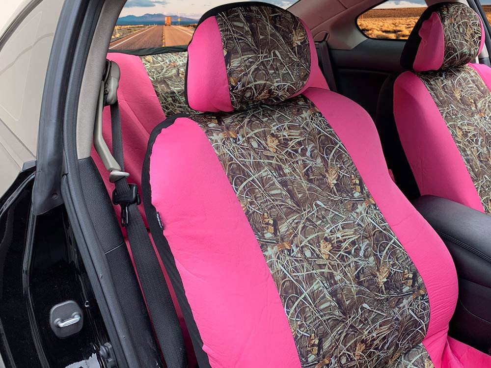 Carscover Real Pink Camo Seat Covers Maple Forest Tree Leaf Pattern Camouflage For Auto Truck Car Suv Women Style Seat Cover (9P