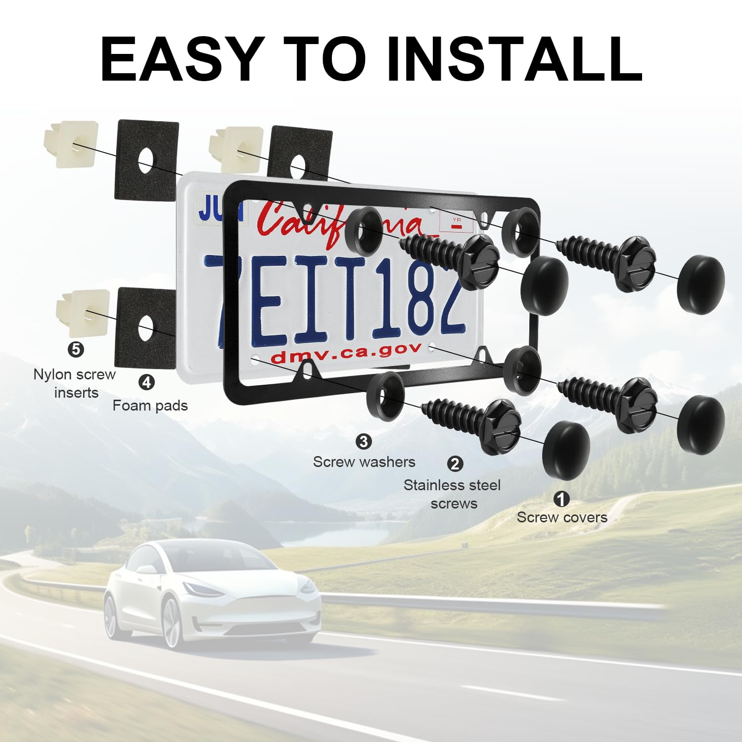 Livtee Rustproof License Plate Screws For Securing License Plates Frames And Covers On Cars And Trucks, 8 Sets Premium Stainless