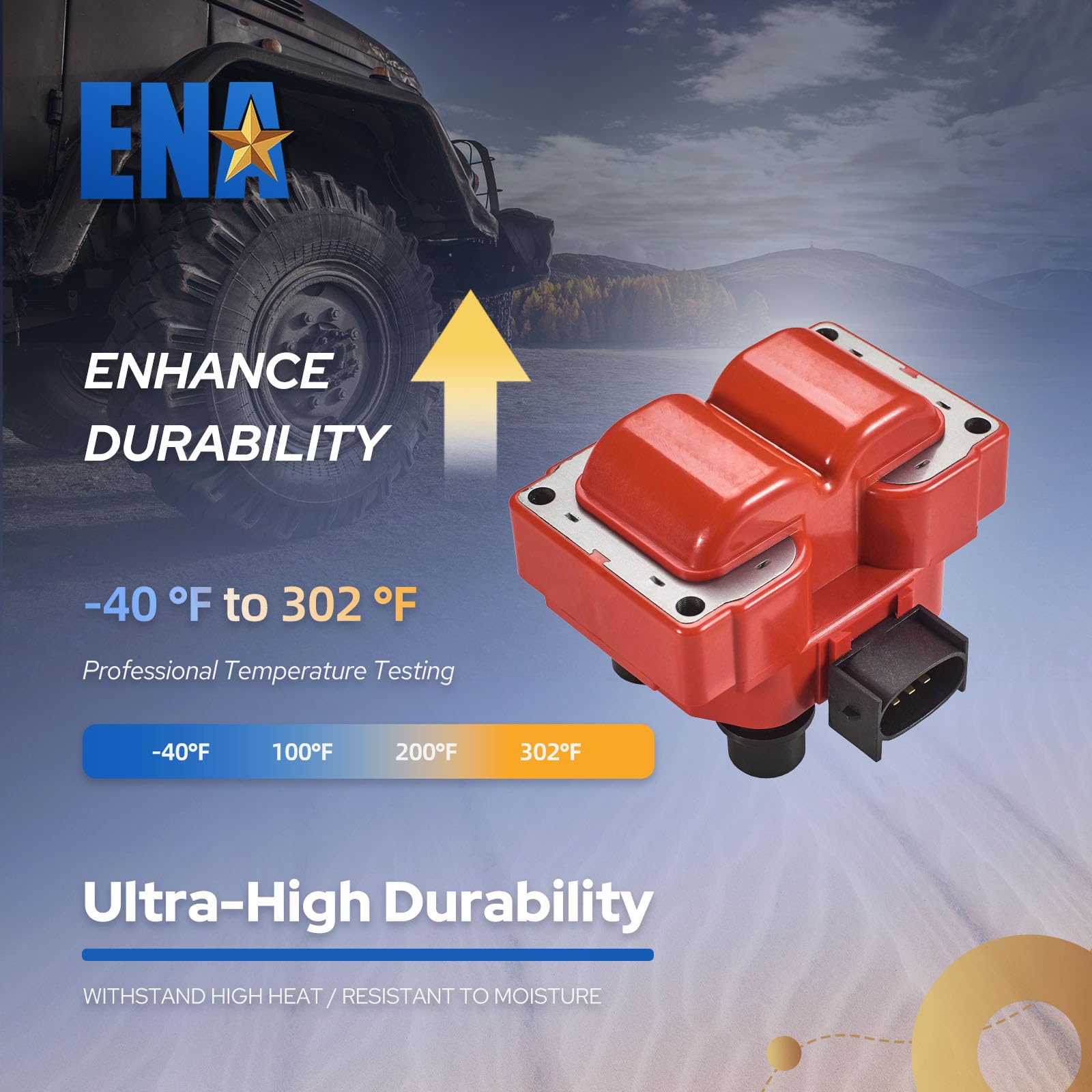 Ena Set Of 2 Red Ignition Coil Pack Compatible With Ford Lincoln Mazda Mercury F150 F250 E150 Escort Explorer Mustang Ranger Tow