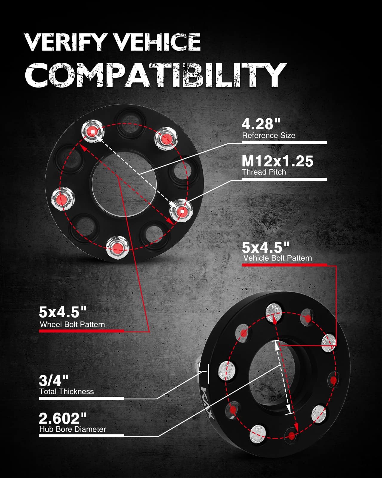 Kax 5X4.5 Wheel Spacers,Forged 20Mm 5 Lug Hub Centric Wheel Spacers With M12X1.25 Studs 66.1Mm Hub Bore,Fit For Altima,Rogue,Sen