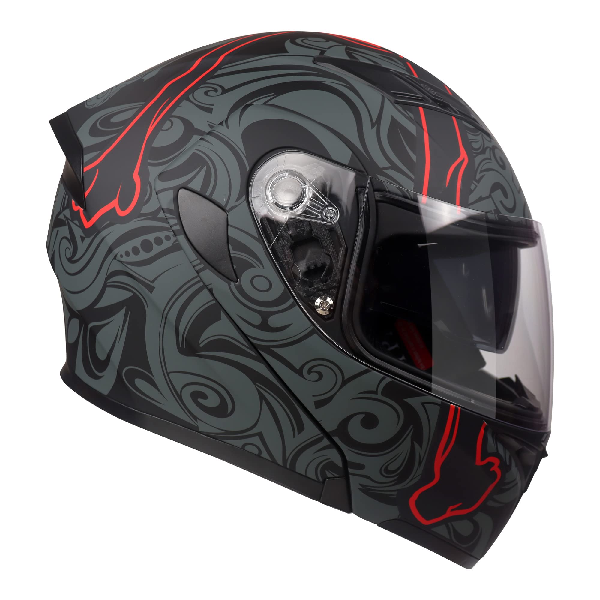 Kypara Motorcycle Dual Visor Flip Up Modular Full Face Helmet With Dot Certification Of Impressionism (Lucifer, Xl)