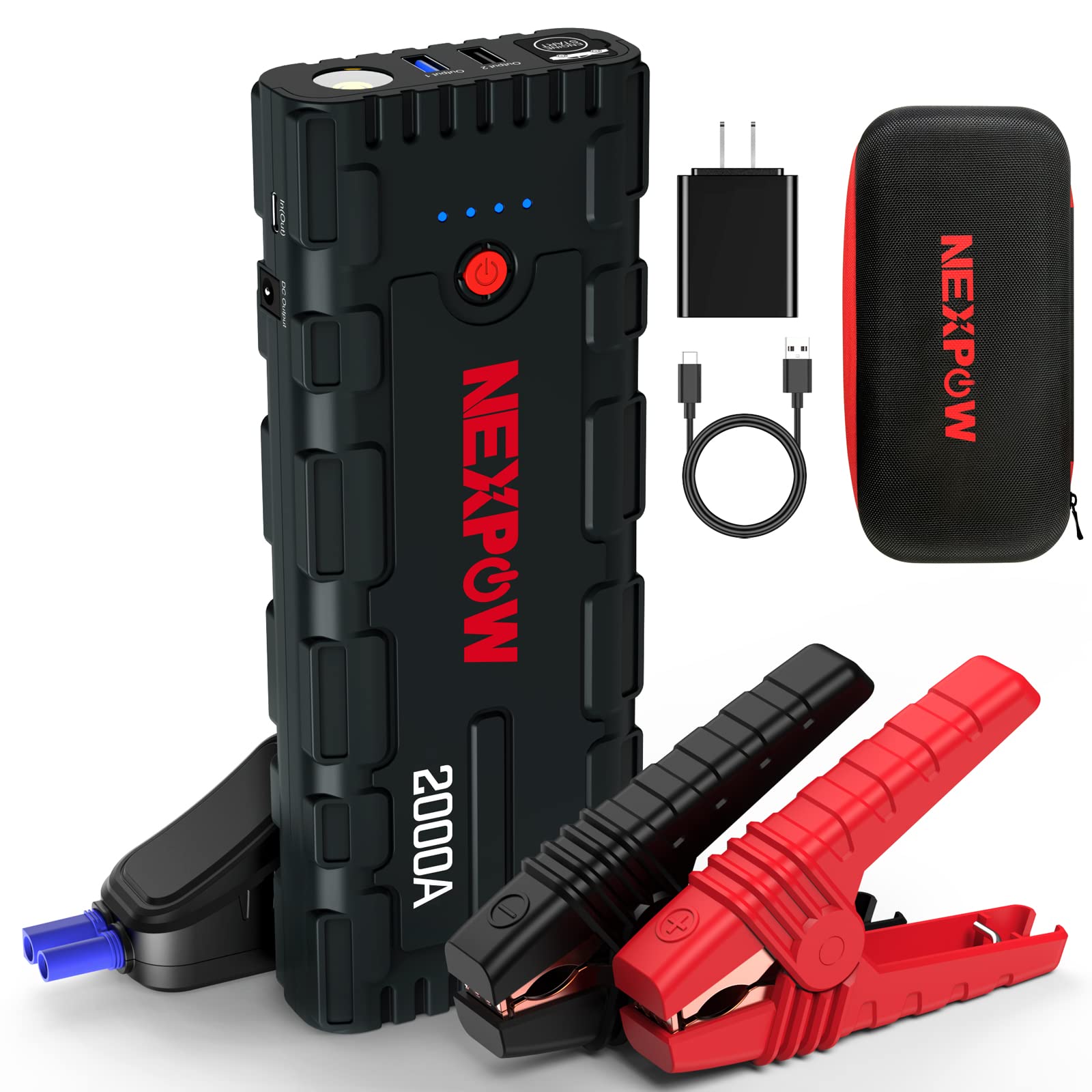 Nexpow 2000A Battery Jumper Starter Portable, 12V Car Jump Starter, Auto Battery Booster, Lithium Jump Box With Led Light/Usb Qu