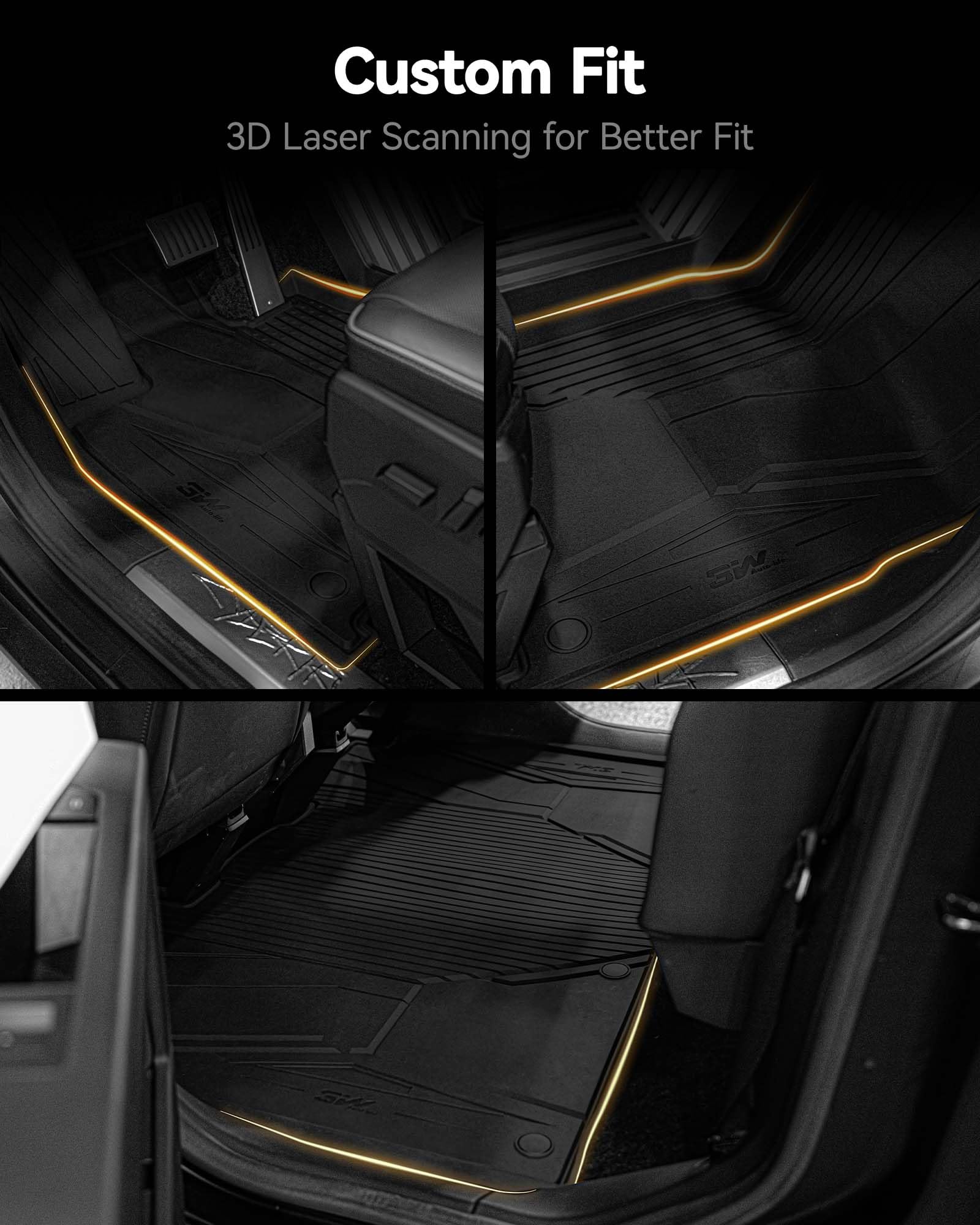 3W Tesla Cybertruck Pickup Trunk Mat Set 2024,Tpe All Weather Custom Fit Pickup Trunk Mat For Tesla Cybertruck 2024 3Pcs Cybertr