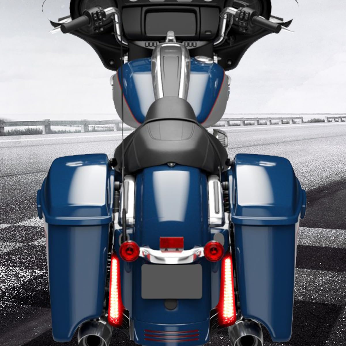 Facailaha Smoked Fasica Panel Insert Led Tail Lights Motorcycle Brake Taillights Integrated Turn Signals For Harley Touring Road Glide Street Glide Road King Special