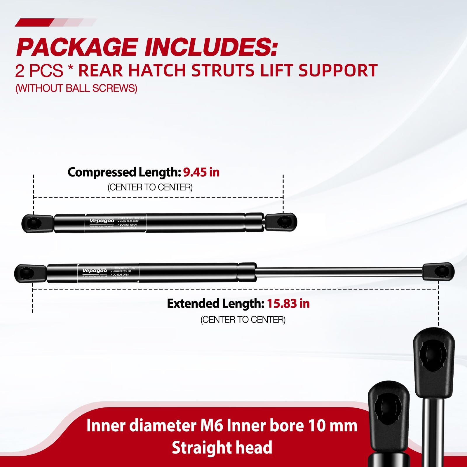 Vepagoo Pm3485 Rear Trunk Hatchback Struts Compatible With 2012-2017 Hyundai Veloster Shocks Liftgate Supports (3-Door Hatch-Wit