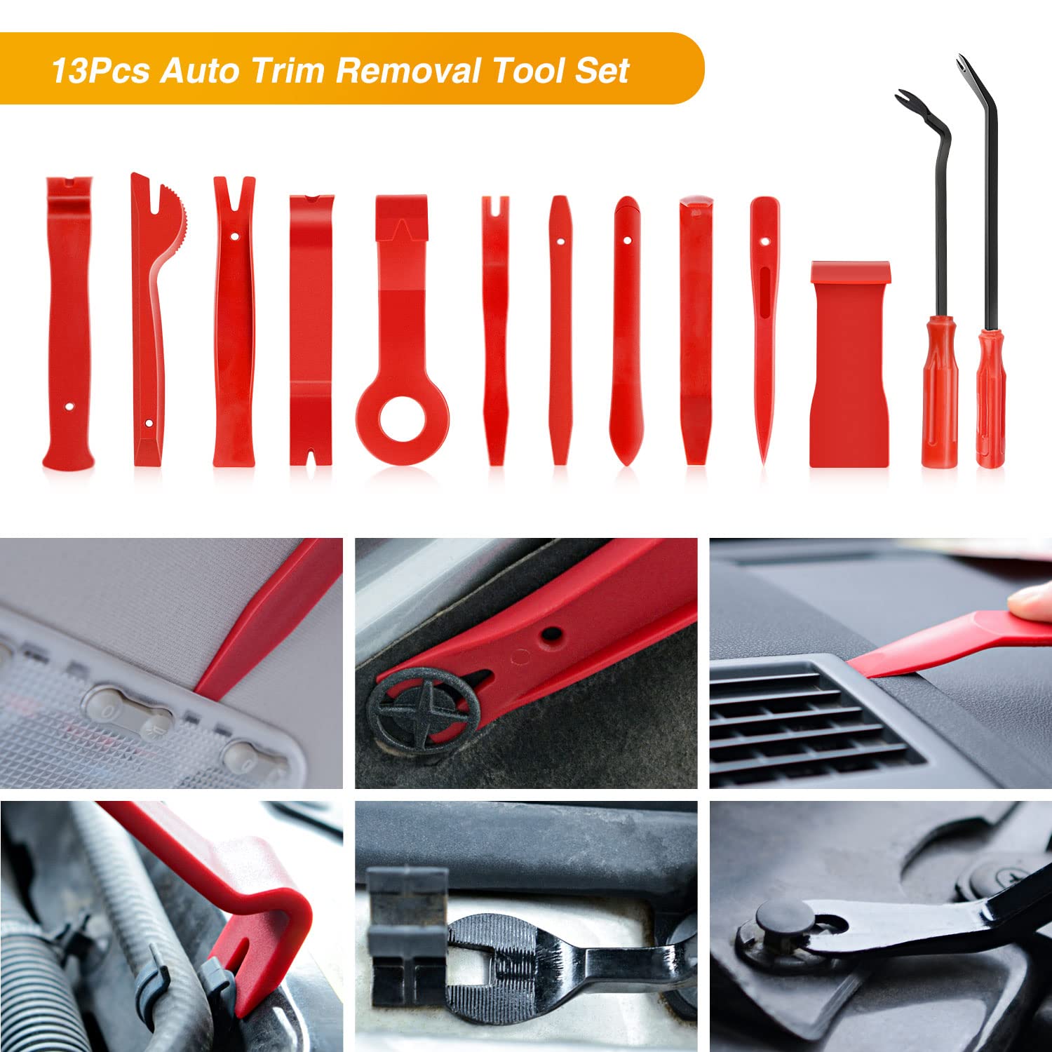 GOOACC Nylon Bumper Fastener Rivet Clips Car Clip Panel Audio Video Dashboard Dismantle Kits Installer Removal Tool (13PCS Trim Removal Tool Set)