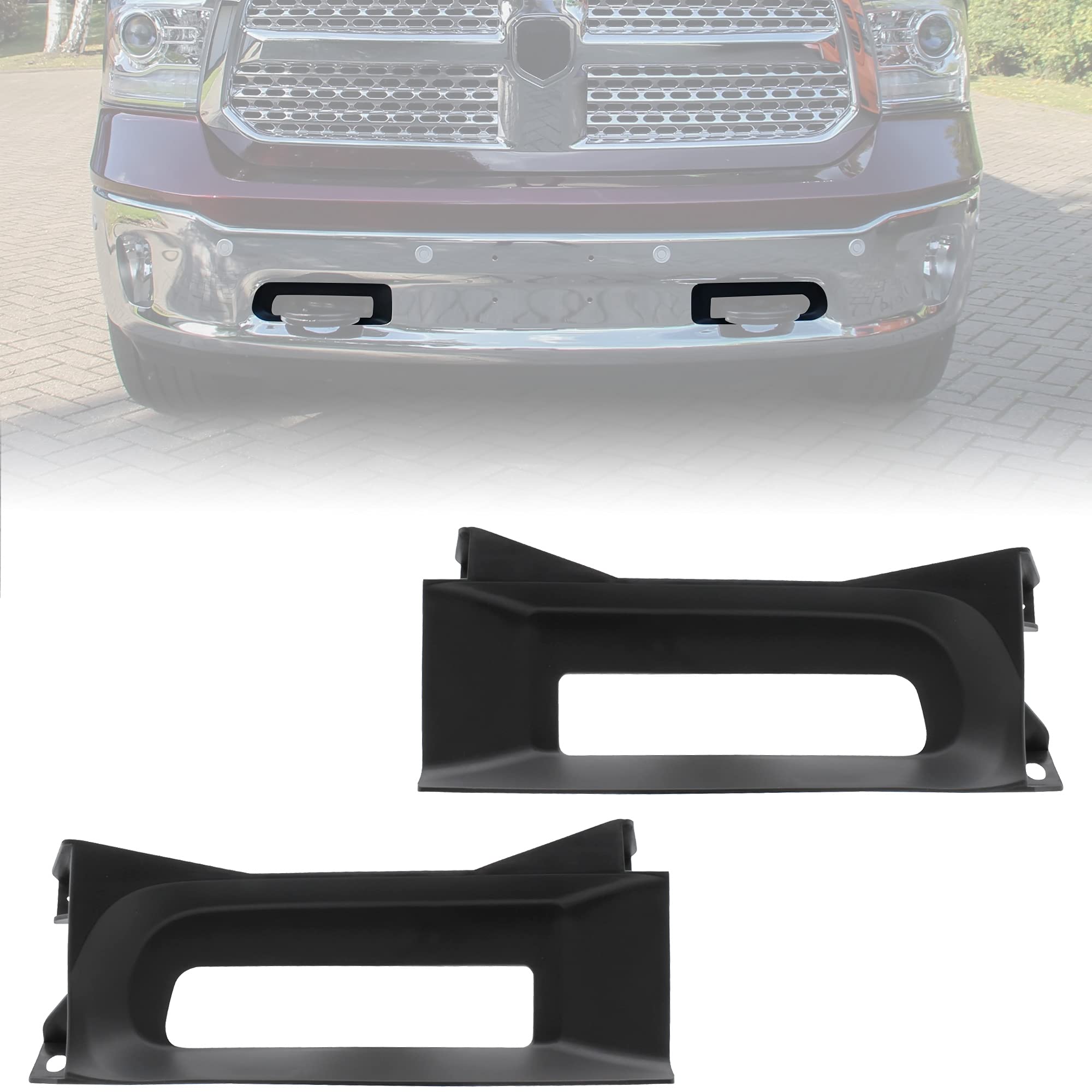 KEWISAUTO Front Driver Passenger Tow Hooks Bezel Bracket for Ram 1500 13-18, Left Right Tow Hook Bezel Set for Dodge Ram 1500 20
