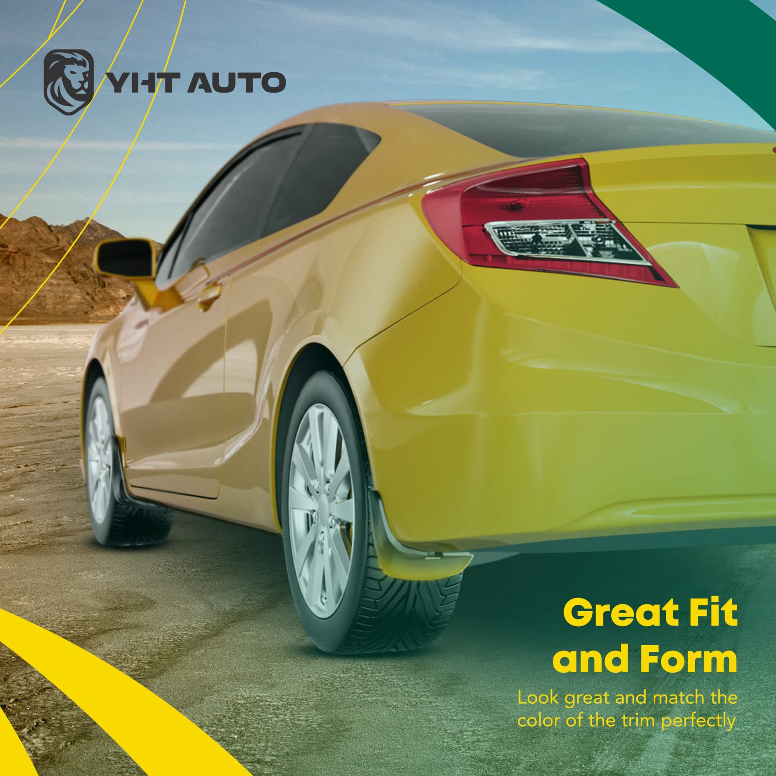 Yhtauto Set Of 4 Mud Flaps Splash Guards Accessories Replacement For Chevrolet Malibu 2016-2018 Sedan, Front And Rear Lh Rh, Black