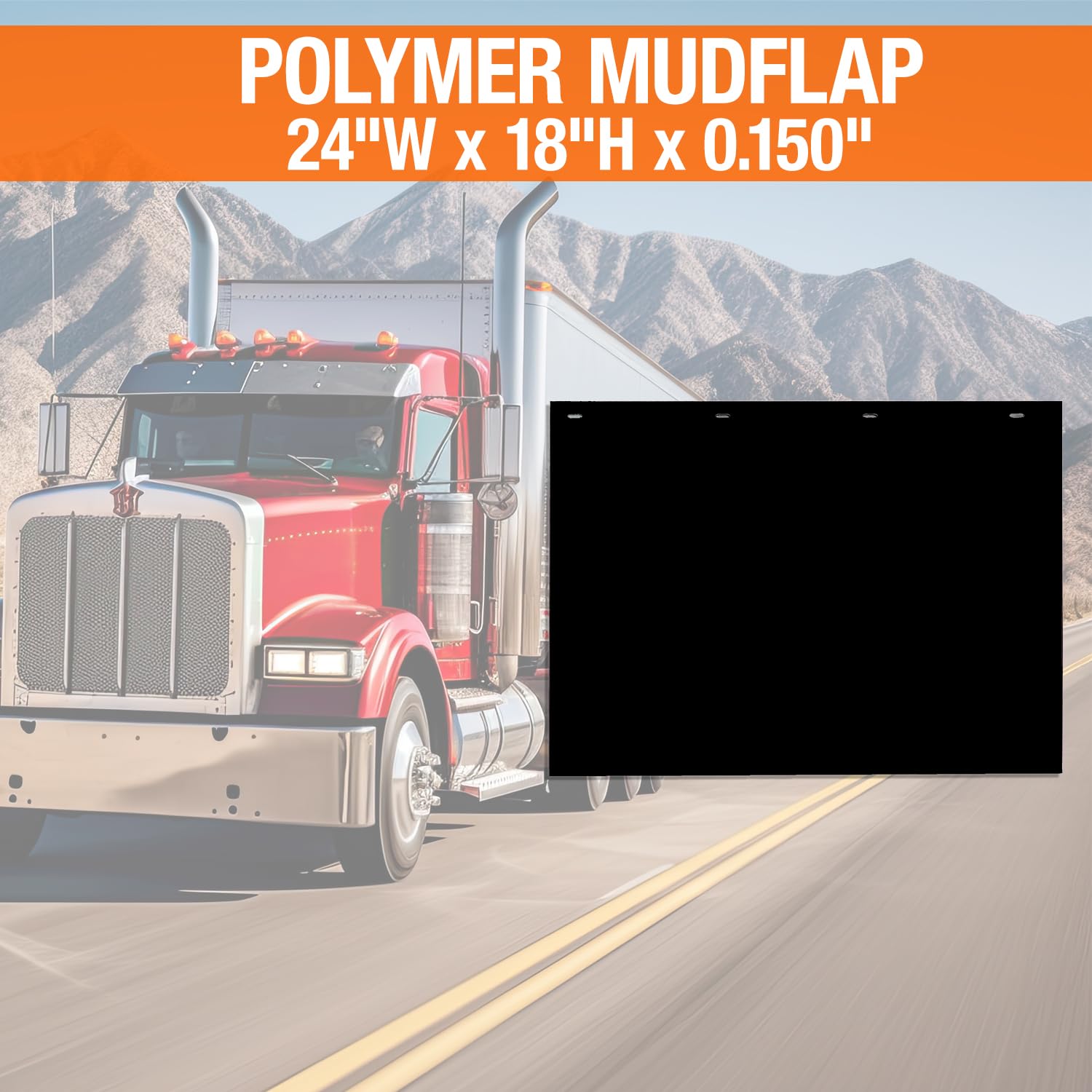 Buyers Products, 2 Pack Super Durable Black Polymer Mudflaps 24X18 Inch, Rc18Ppb