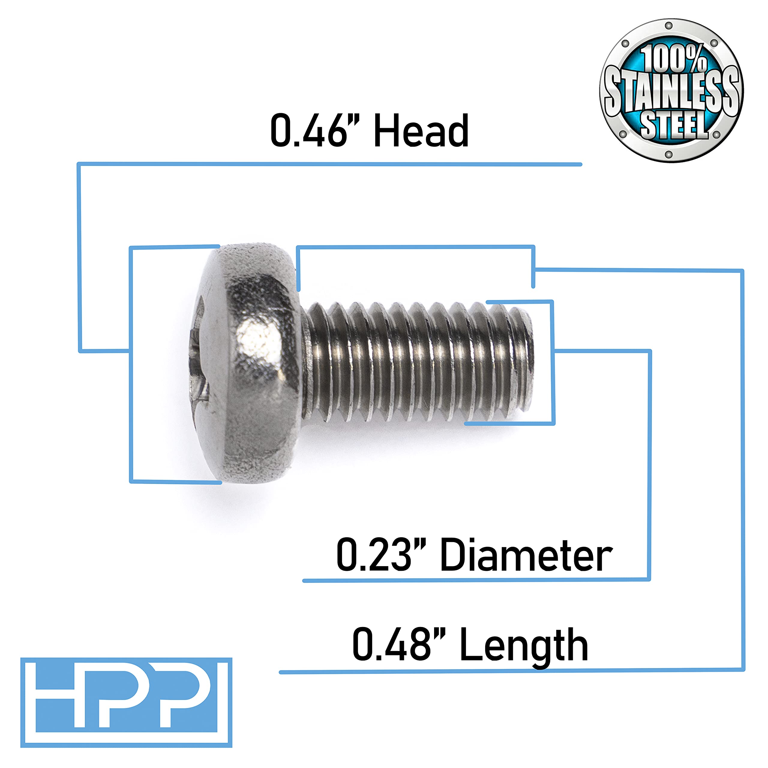 HPP Stainless Steel License Plate Screws for Audi Models - Durable, Compact Size 0.50 X 0.35 X 0.50, Perfect Fit and Finish