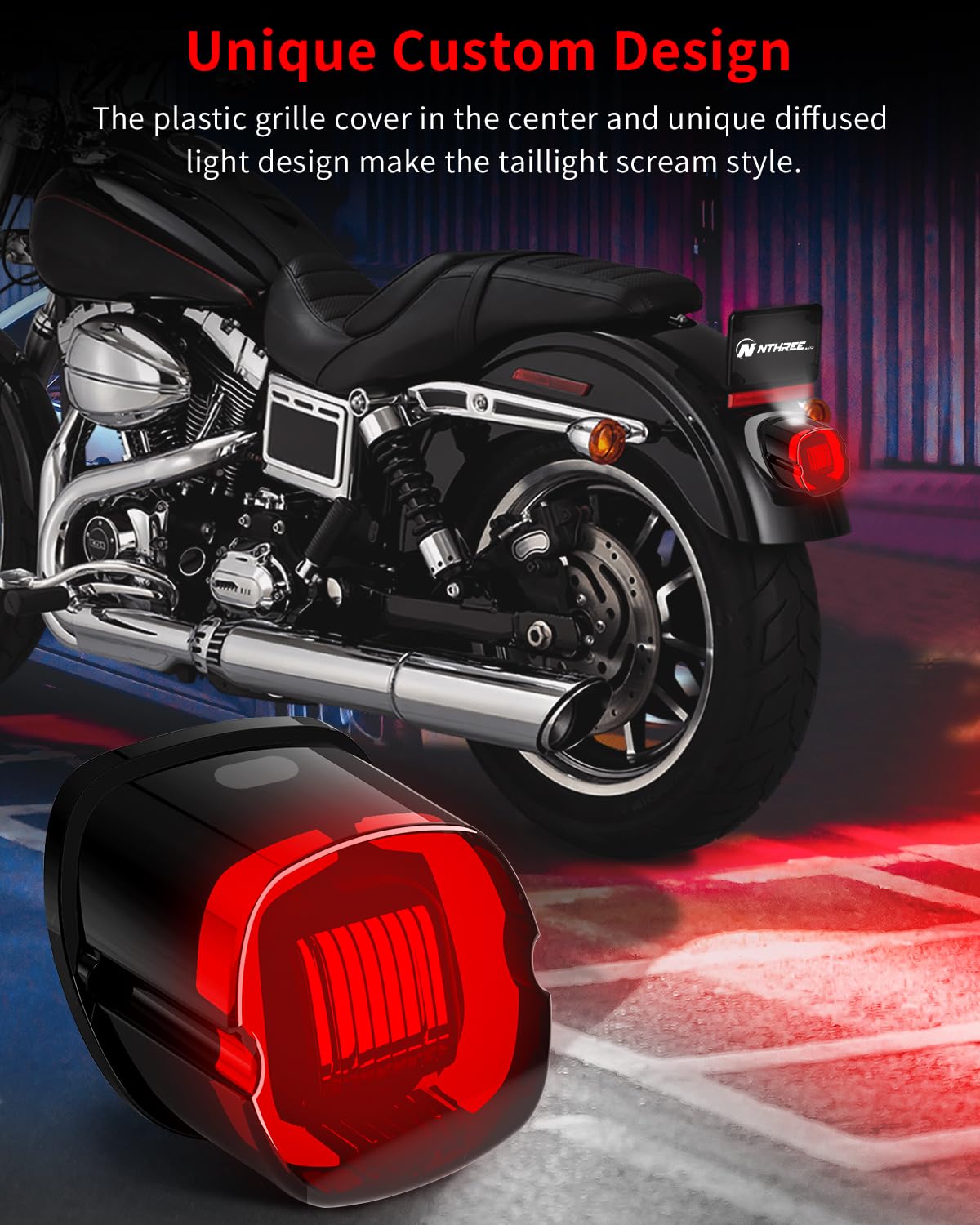 Nthreeauto Smoked Led Strobe Brake Tail Light Rear Taillight Compatible With Harley Dyna Road King Electra Glide Sportster Herit