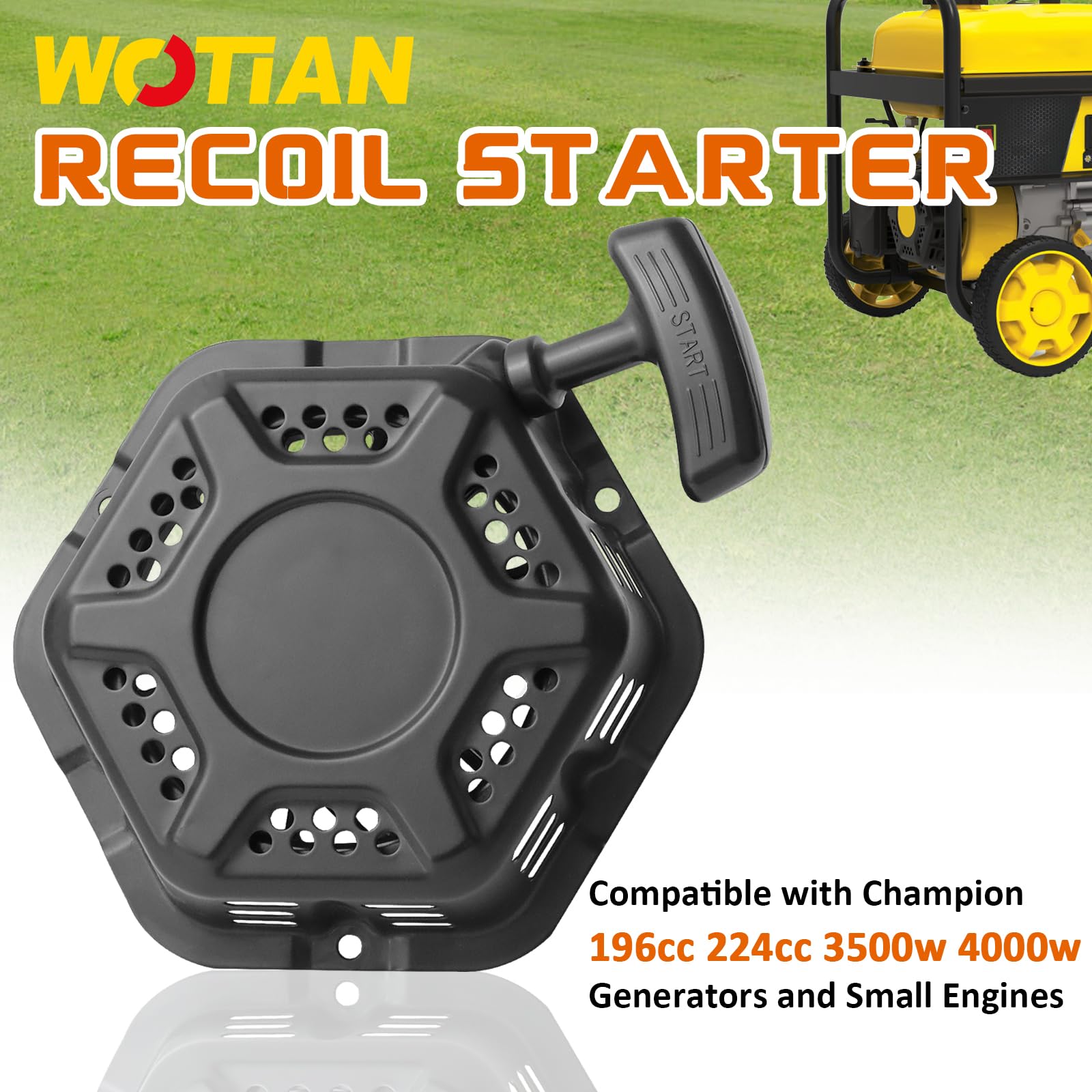 Wotian Pull Start Recoil Starter Assembly Compatible With Champion 196Cc 208Cc 224Cc Generator Parts Part# 100156547-001
