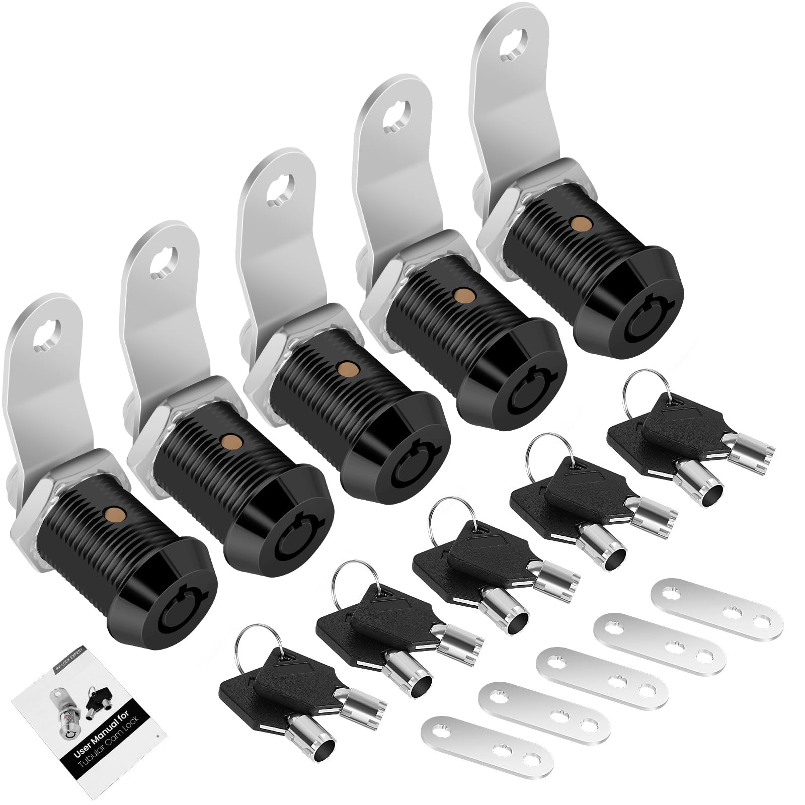 5 Pack Cabinet Lock With Keys, 7/8'' Rv Storage Locks Keyed Alike, Rv Locks For Storage Door, Camper Cabinet Door Toolbox Lock M