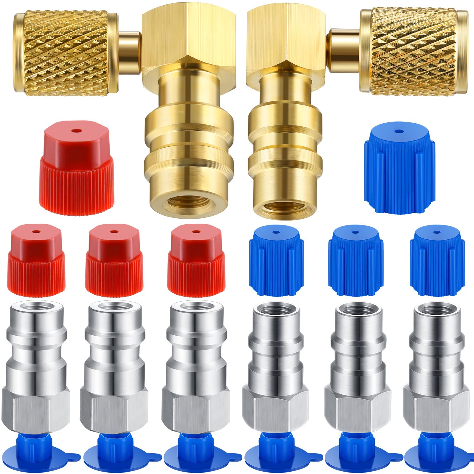 Yaocom 8 Pcs R12 to R134a Conversion Kit 90 High and Low Side R12 to R134a Retrofit Adapter Fittings High/Low Pressure Retrofit 