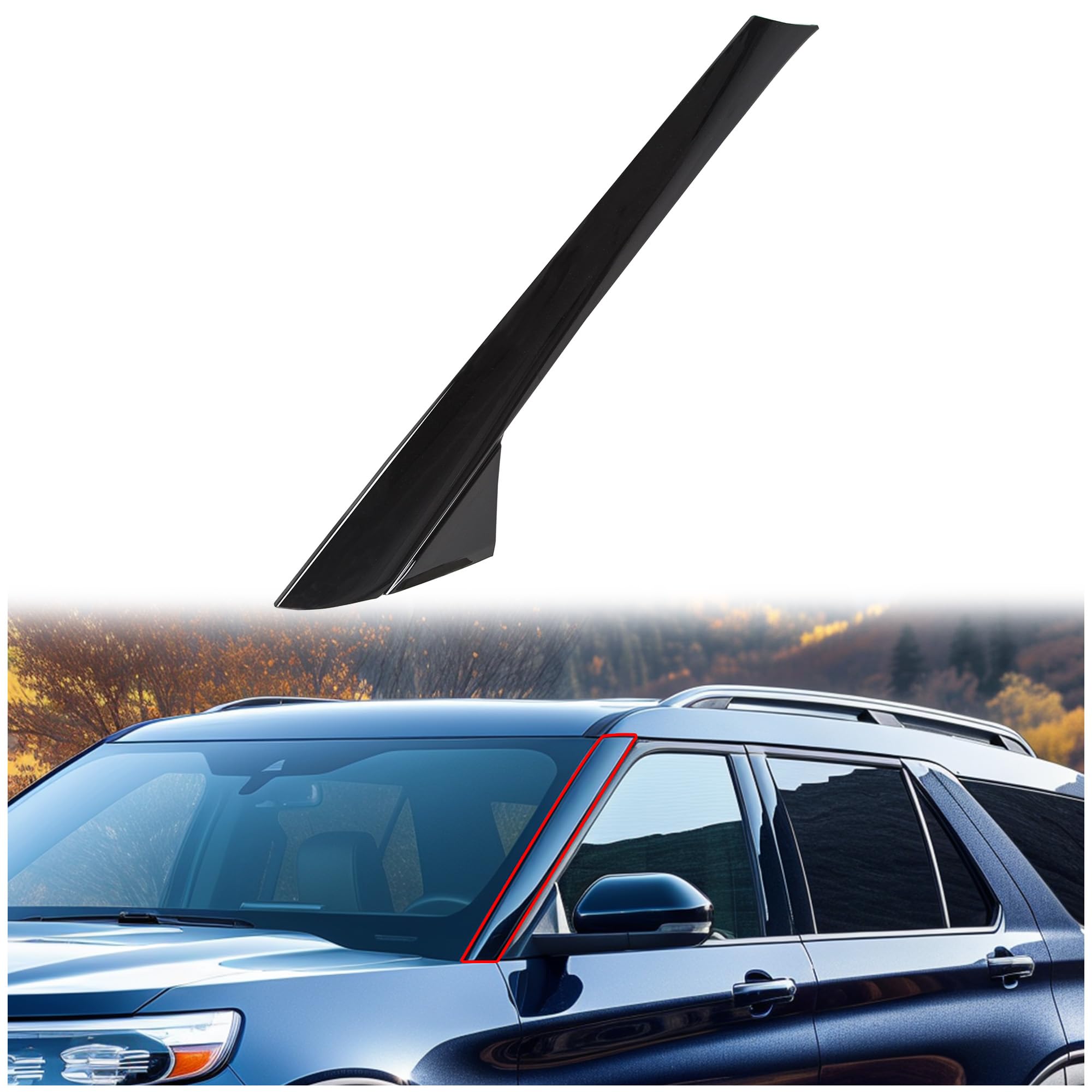 Left A-Pillar Molding Windshield Outer Trim Compatible With 2011-2019 Ford Explorer 4 Door Utility Replace For Bb5Z-7803145-Aa, 