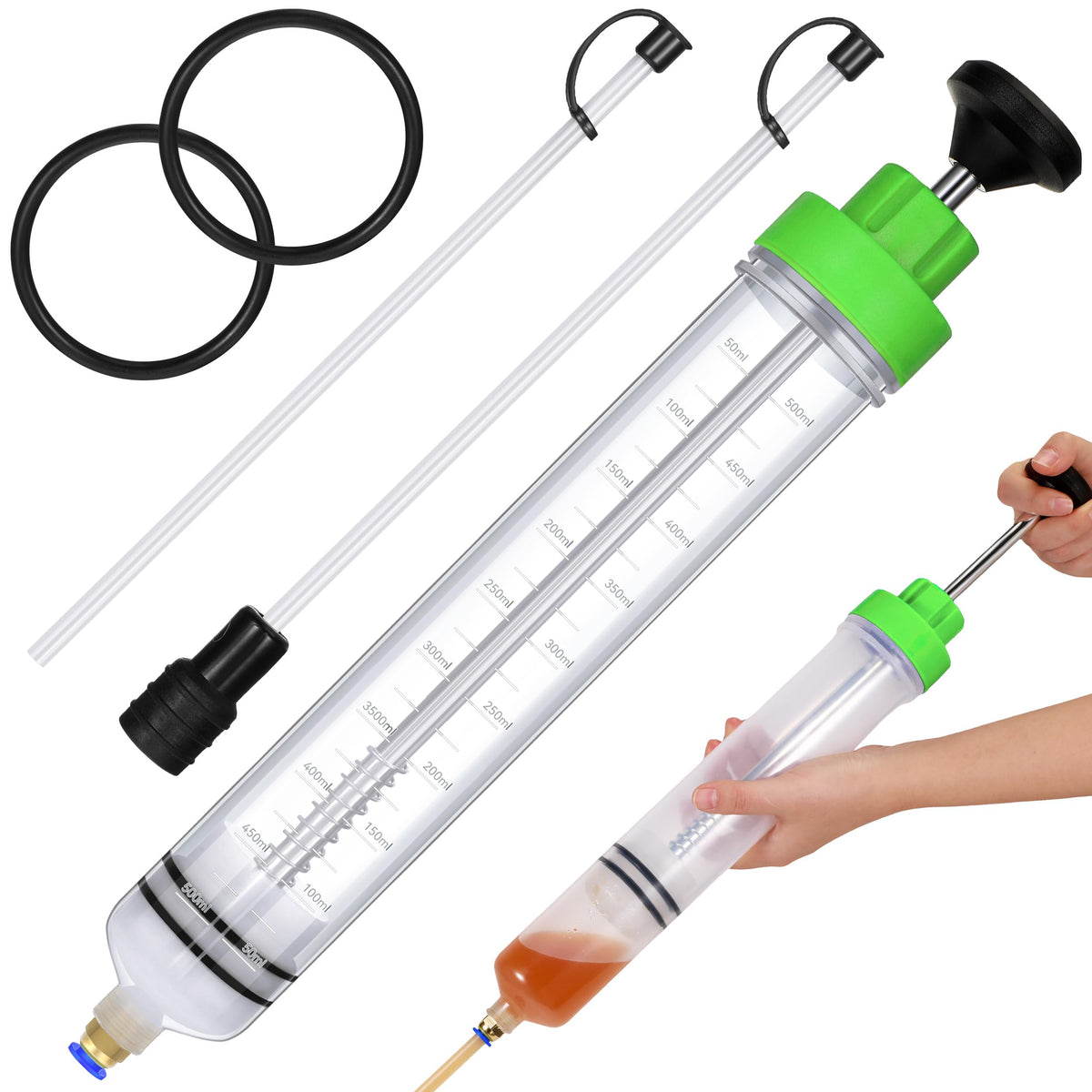 Gisafai 500Cc Fluid Extractor Automotive Pump Manual Oil Extractor Pump Syringe For Gasoline Hand Cleaner For Power Steering, Hy
