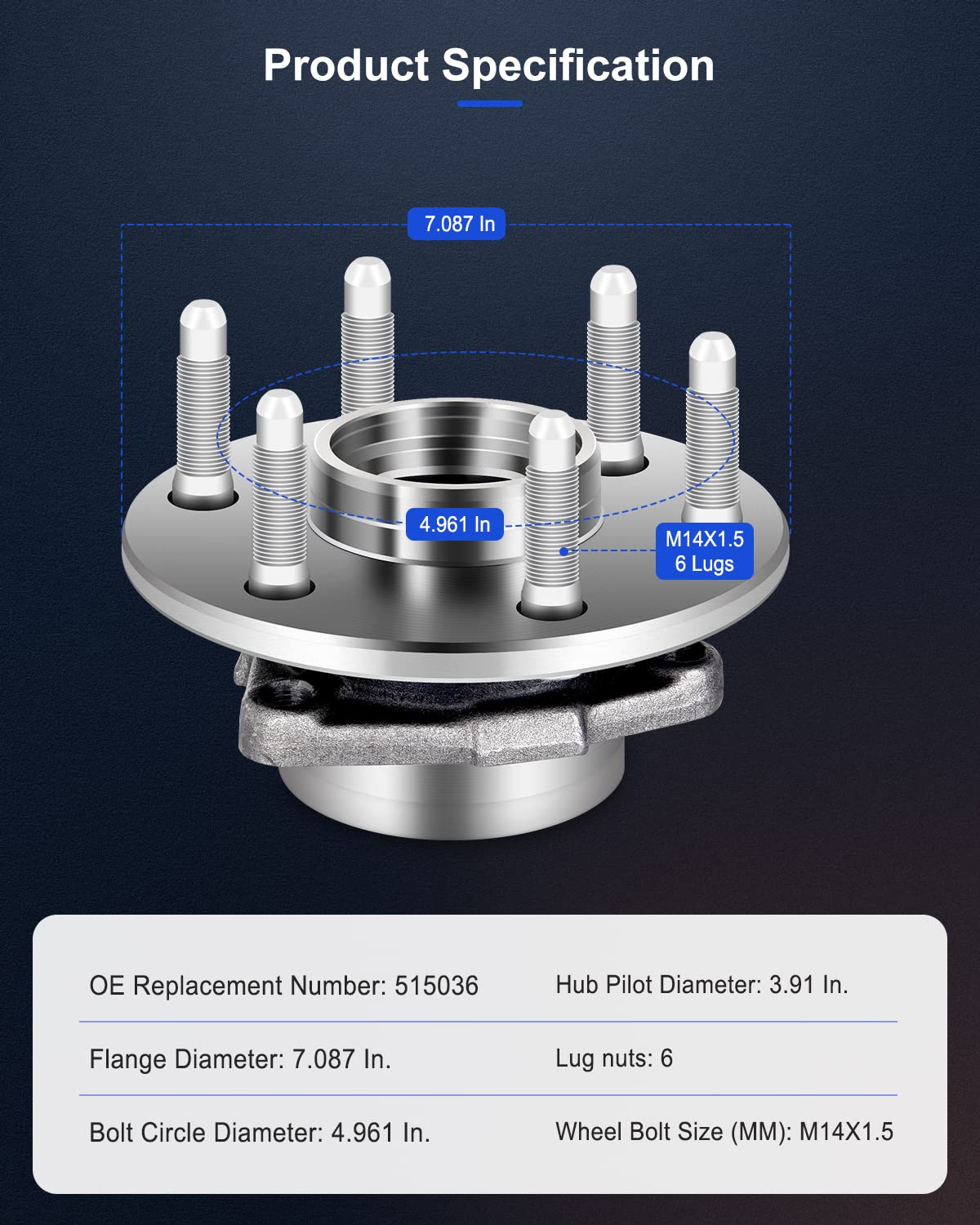 ECCPP Wheel Hub and Bearing Assembly Front 515036 fit for Chevrolet Silverado 1500 GMC Sierra 1500 Cadillac Escalade Chevrolet T