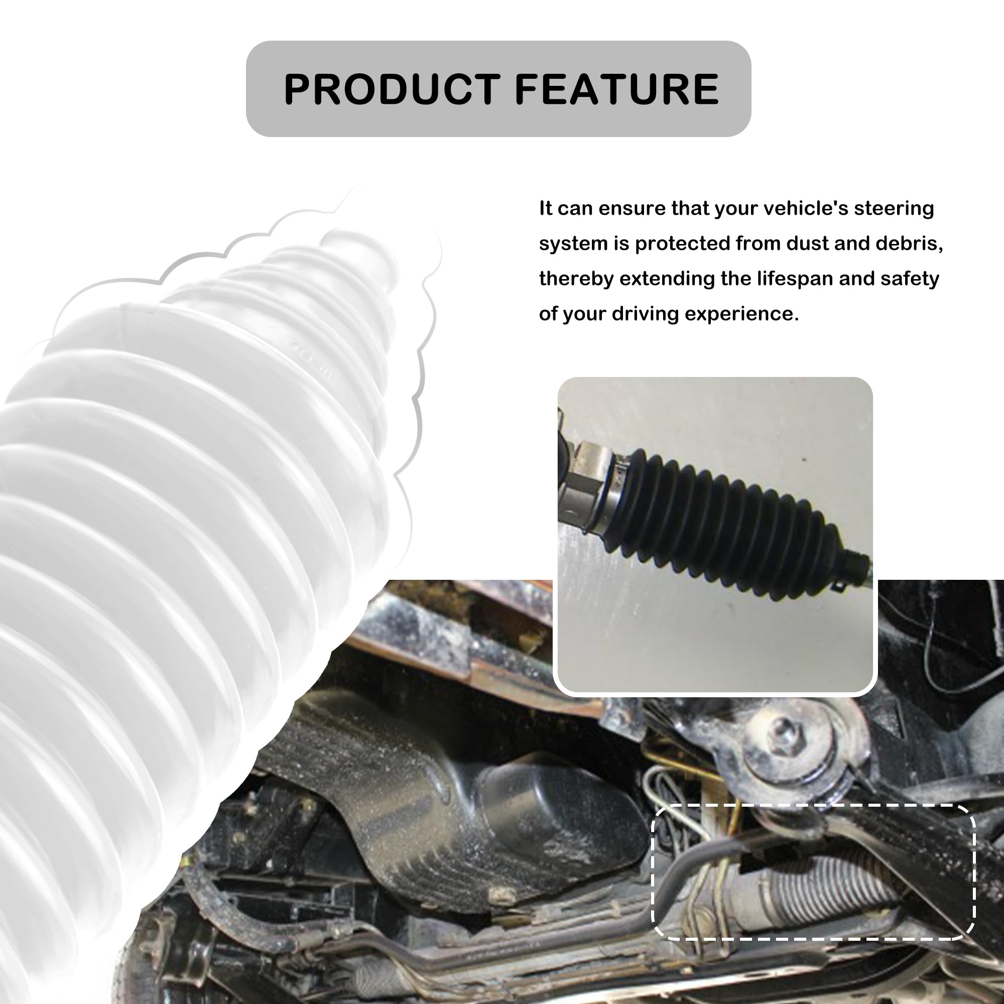 Car Rack and Pinion Boot Steering Rack Boot Tool Kit,Dustproof Silicone Inner Tie Rod Boot Set with Rack and Pinion Bellow Cable