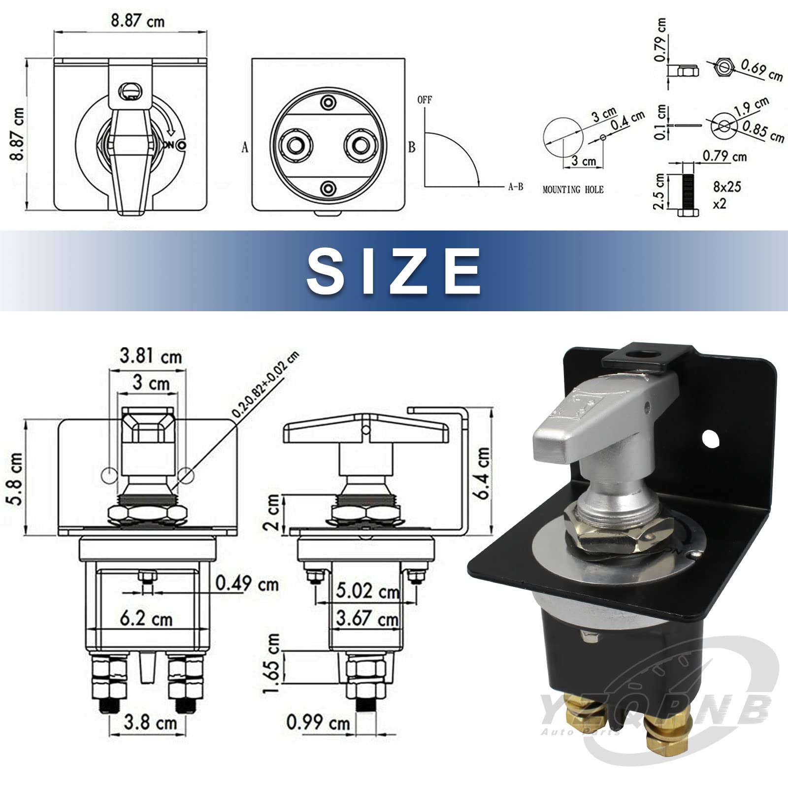 Yzqpnb Battery Disconnect Switch With Lockout Plate Fits Negative Battery Doctor Replace 20247, 500A 12V-36V Master Battery Kill