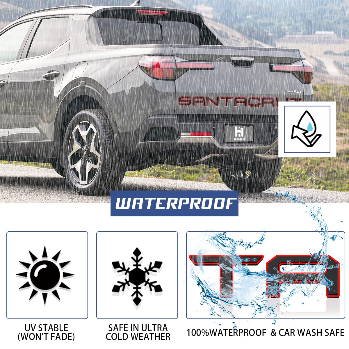 Tailgate Inserts Letters Compatible For 2022 2023 2024 2025 Santa Cruz 3D Raised & Strong Adhesive Decals Letters Rear Emblem Decal Sticker Compatible For Santa Cruz Accessories-Black Red