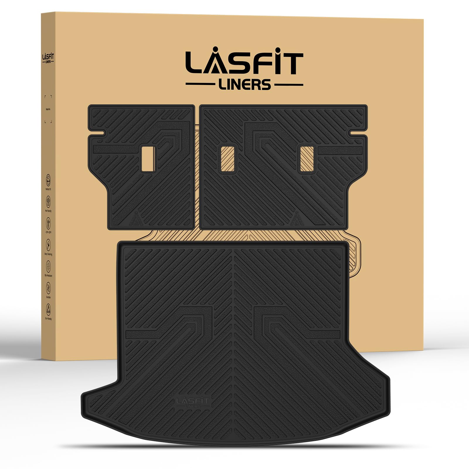 LASFIT Trunk Mat with Backrest Mat for Chevrolet Chevy Equinox/GMC Terrain 2025-2026 (Only for Fuel, Not Fit EV), All Weather TP