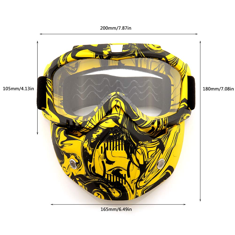 SPOSUNE Motorcycle Goggles Paintball Mask, Detachable Face Mask ATV Goggles Dirt Bike Goggles, Motocross Goggles Safety Ggoggles