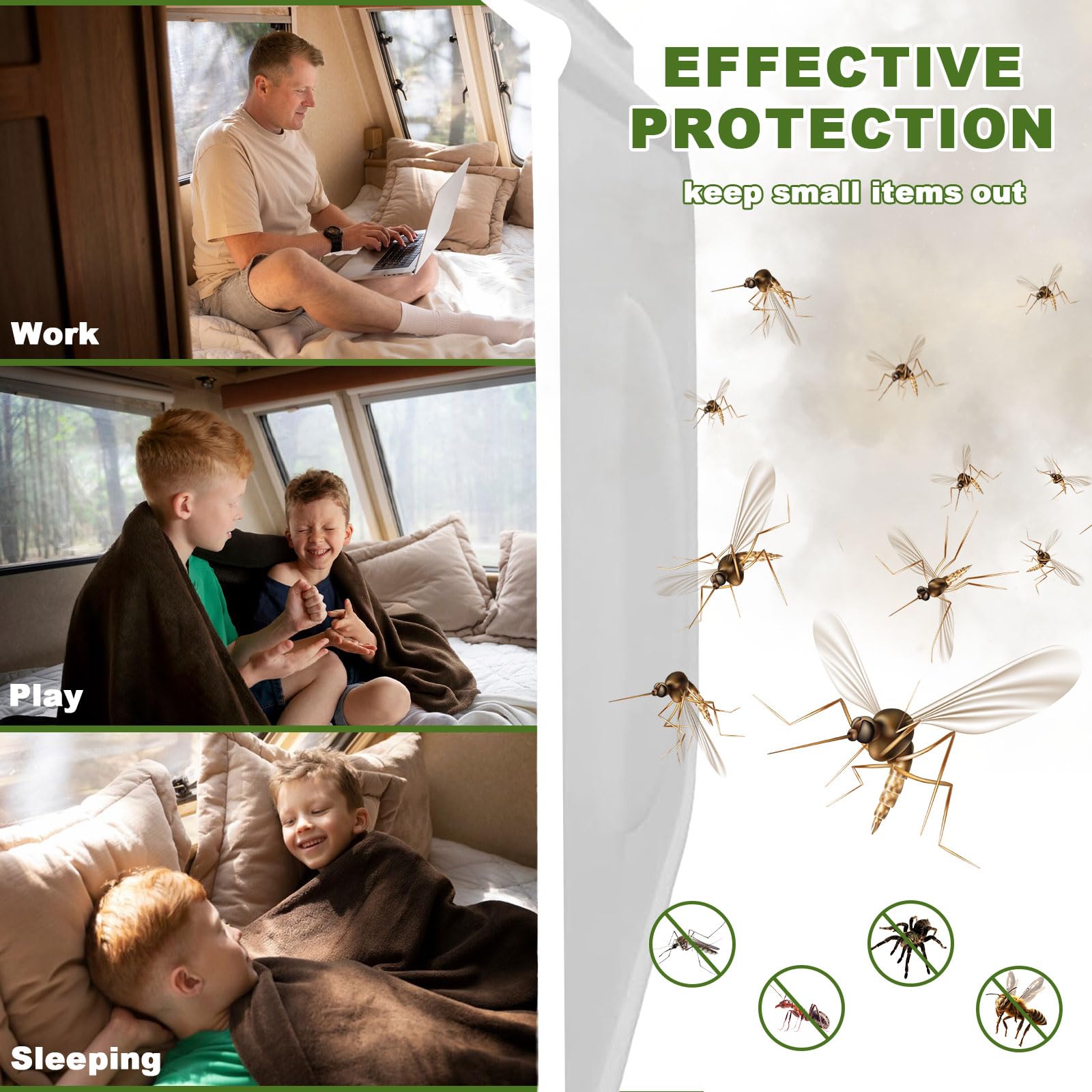 Janhemei 12 RV Screen Door Slider Panel with Latch, Premium Screen Door Protector for RV, Trailer, Camper, Motor Home, Cargo T