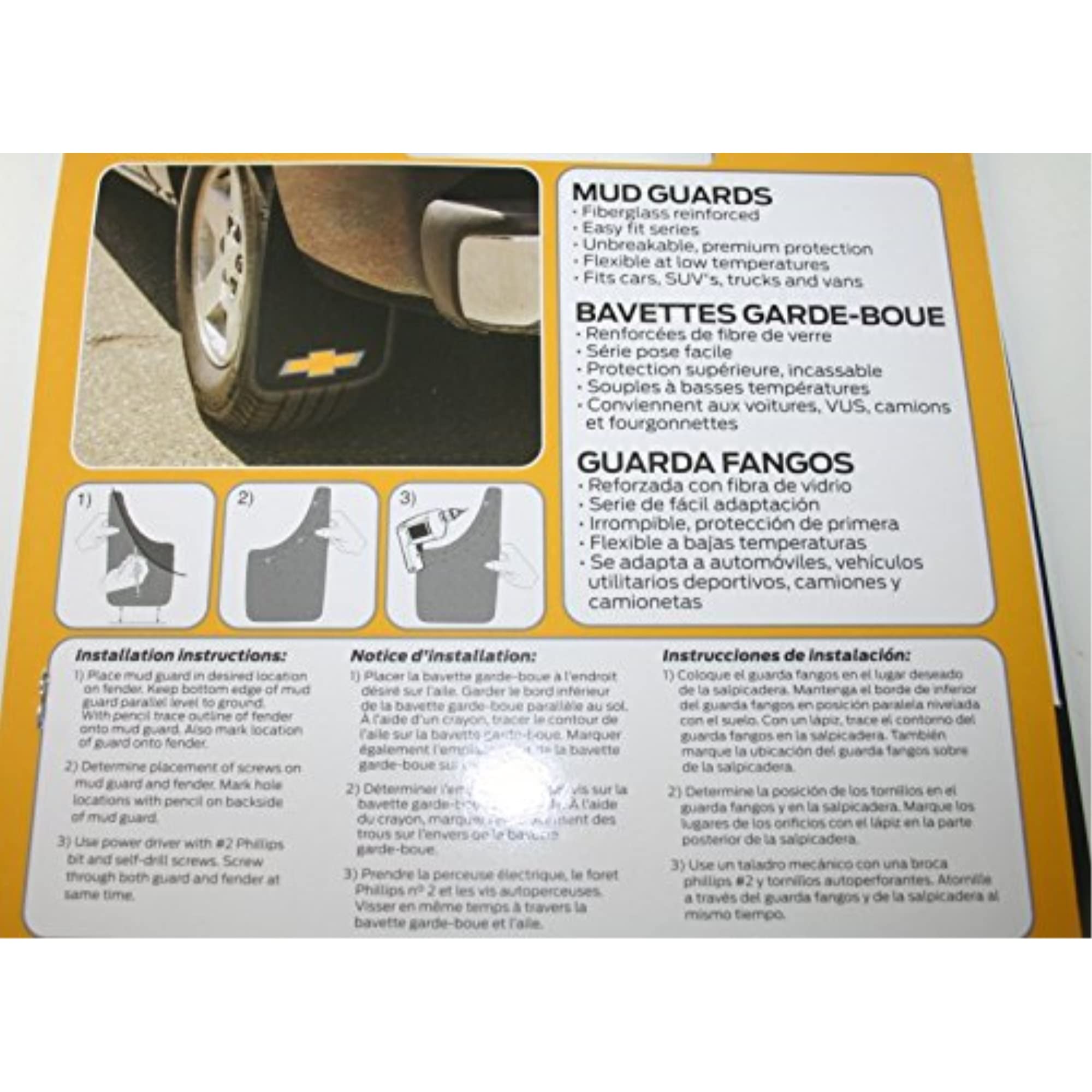 Plasticolor Chevrolet Mud Guard, 11x19 Inches, Black, Durable Plastic, Model 000540R03