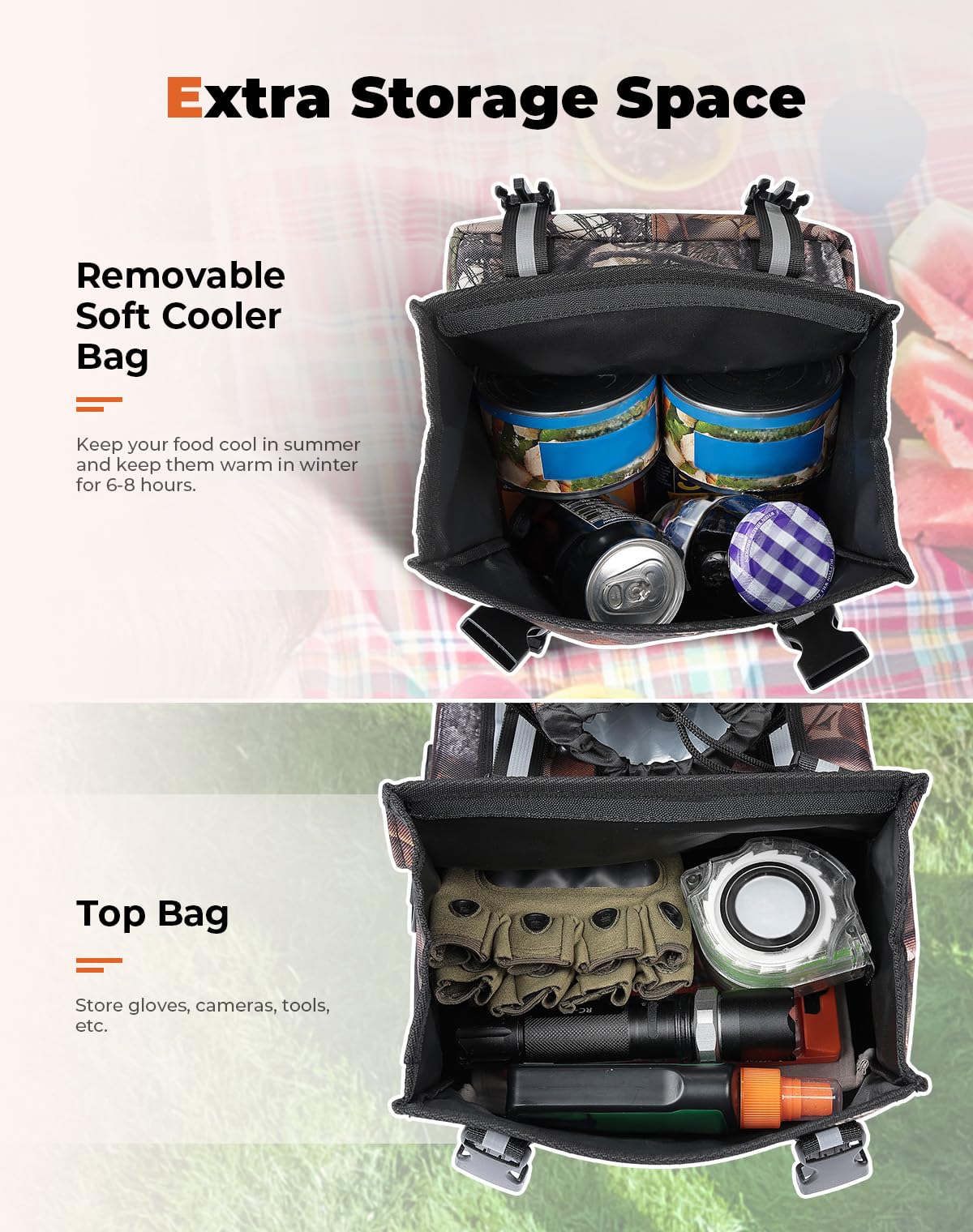 Kemimoto Atv Fender Bag, 130% Larger Water-Resistance Rear Storage Bags With Drink Holder, Detachable Atv Gear Bag Compatible Wi