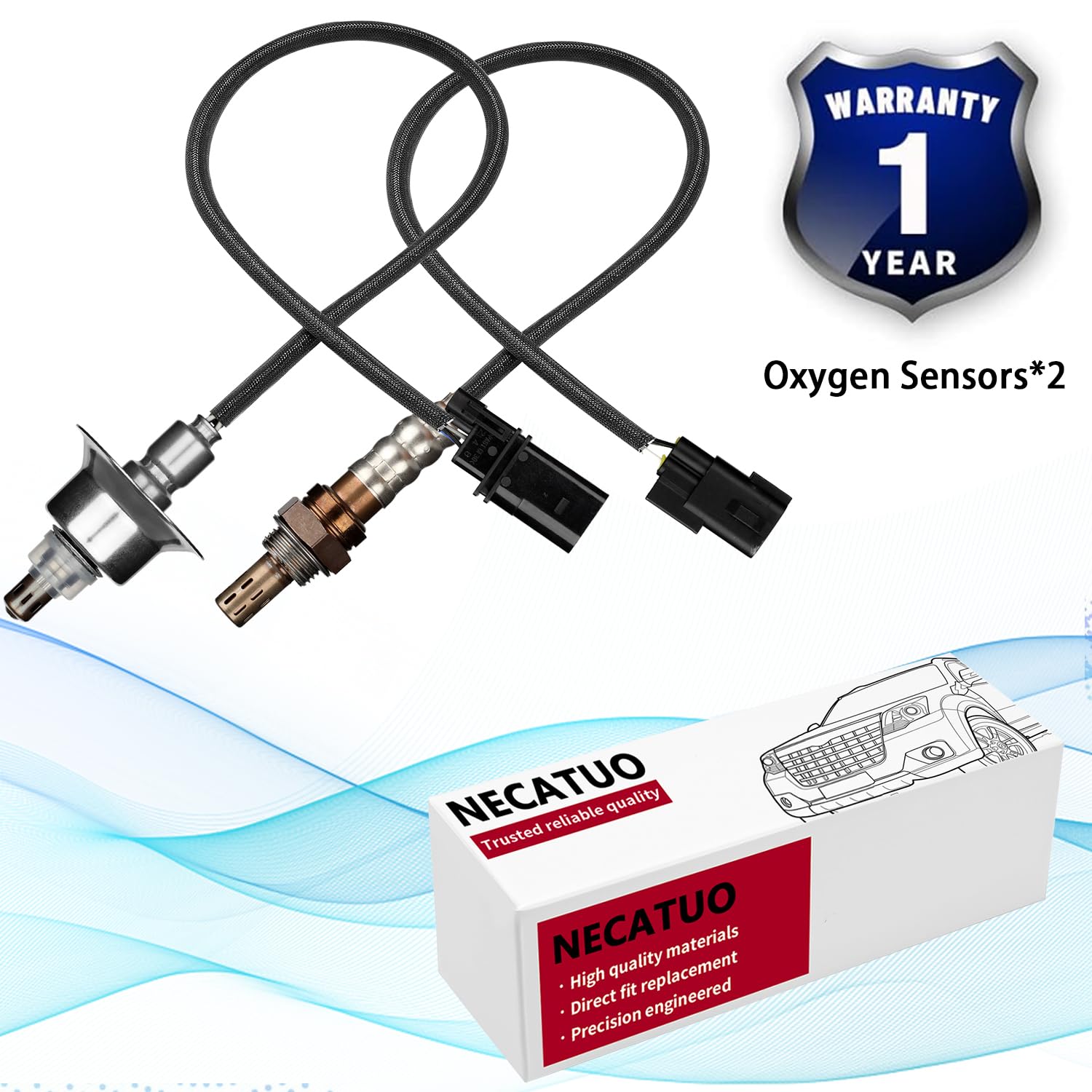 Necatuo 234-5029 234-4238 Upstream Downstream O2 Oxygen Sensor (Set Of 2) For Hyundai Genesis Coupe Santa Fe Tucson Kia Forte Ko